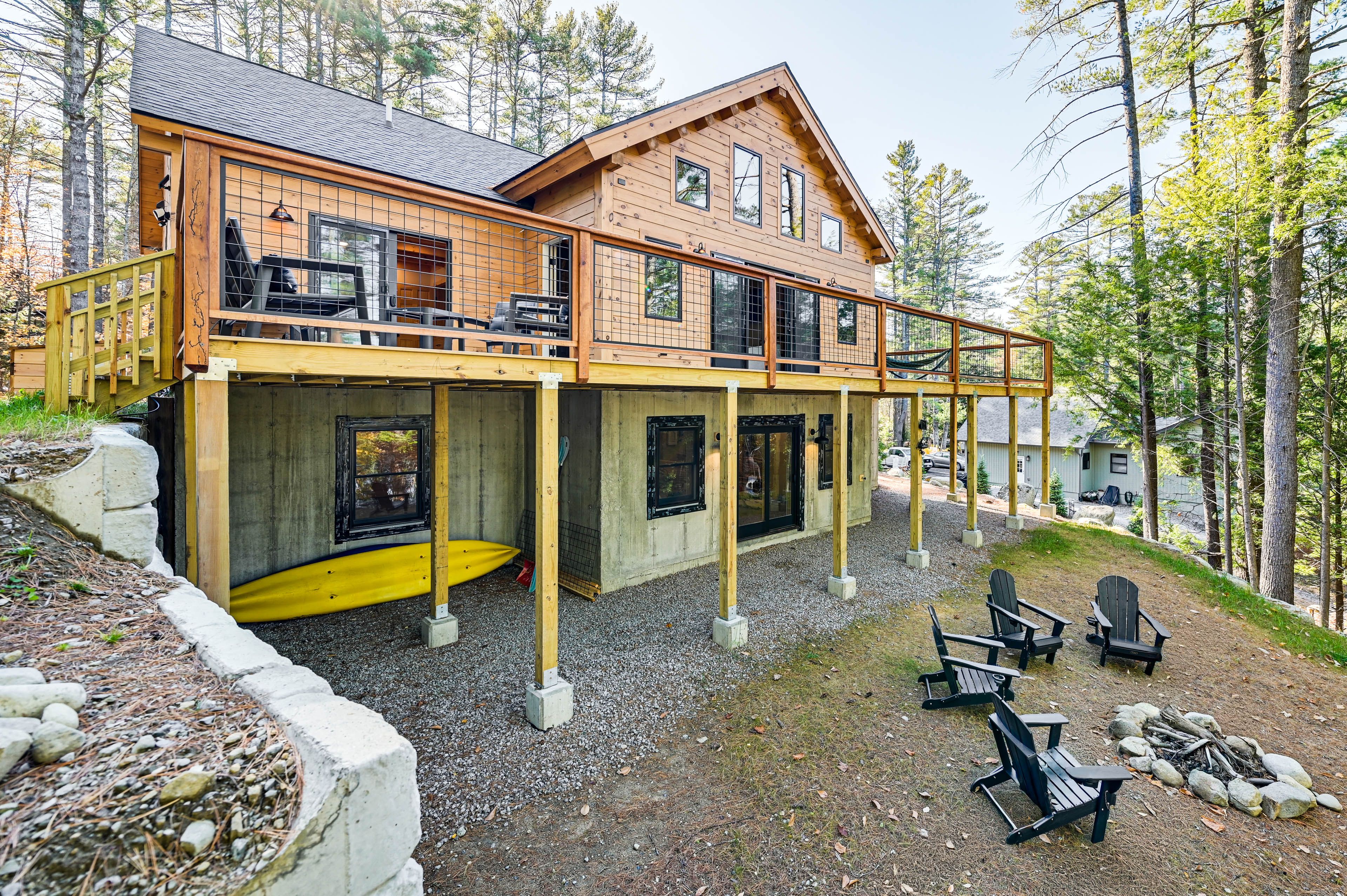 Property Exterior | 2 Kayaks Provided | Fire Pit | 2-Story Cabin
