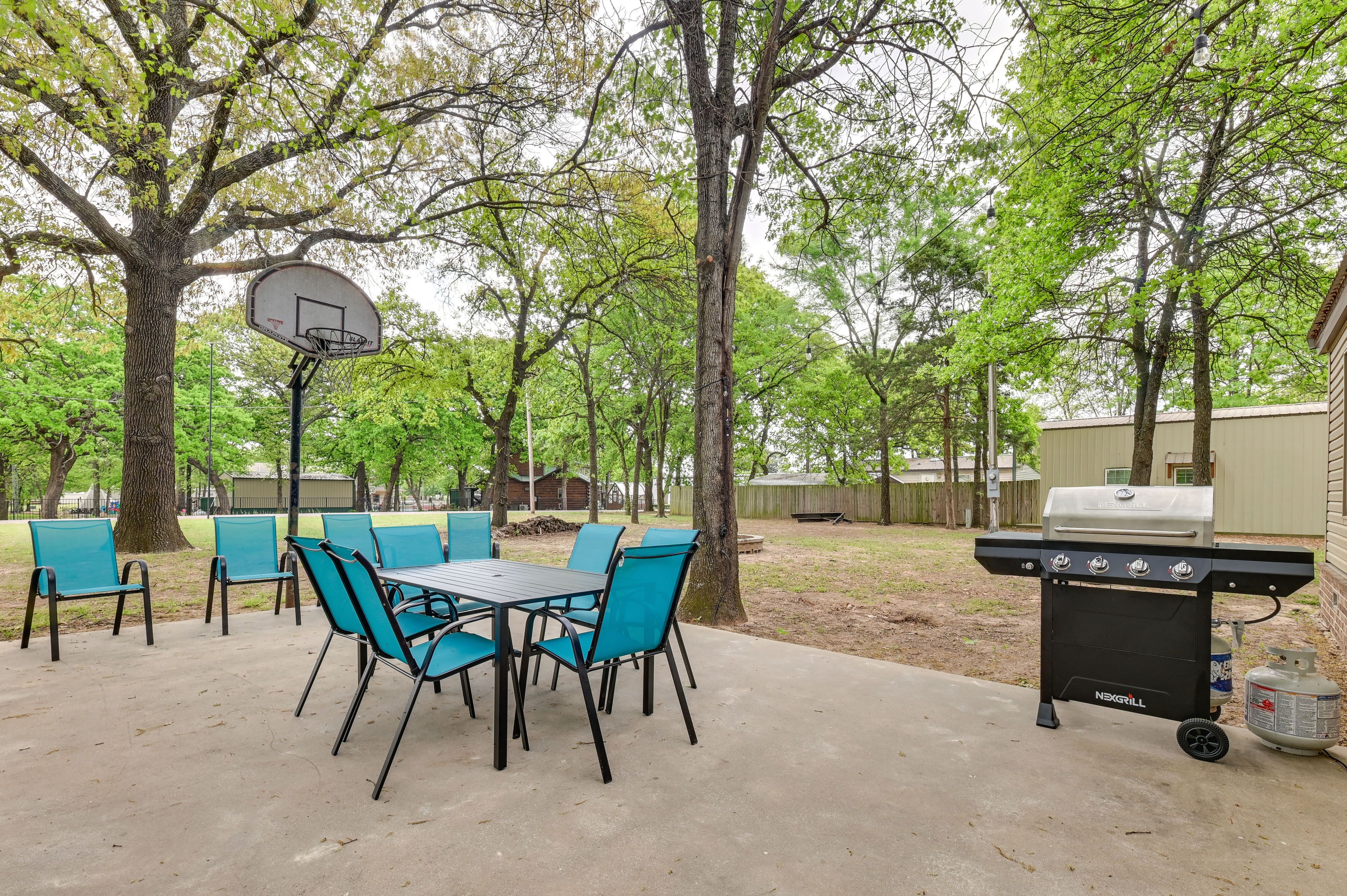 Patio | Gas Grill | Cornhole | Horseshoes | Camping Chairs | Beach Towels