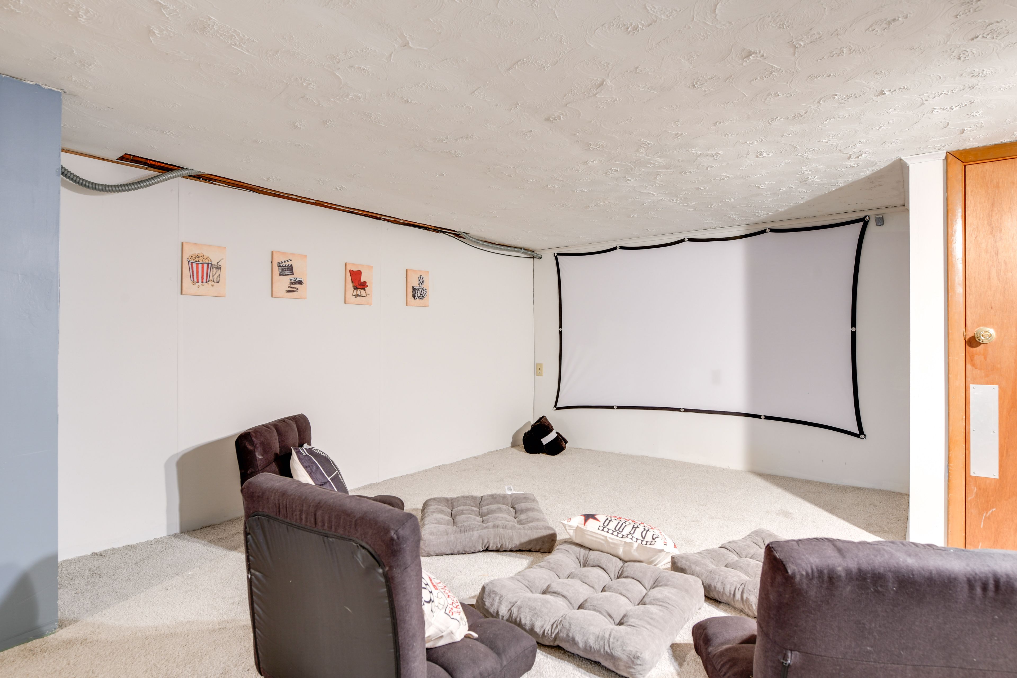 Home Theater Area | Lower Level | Projector Screen | Seating