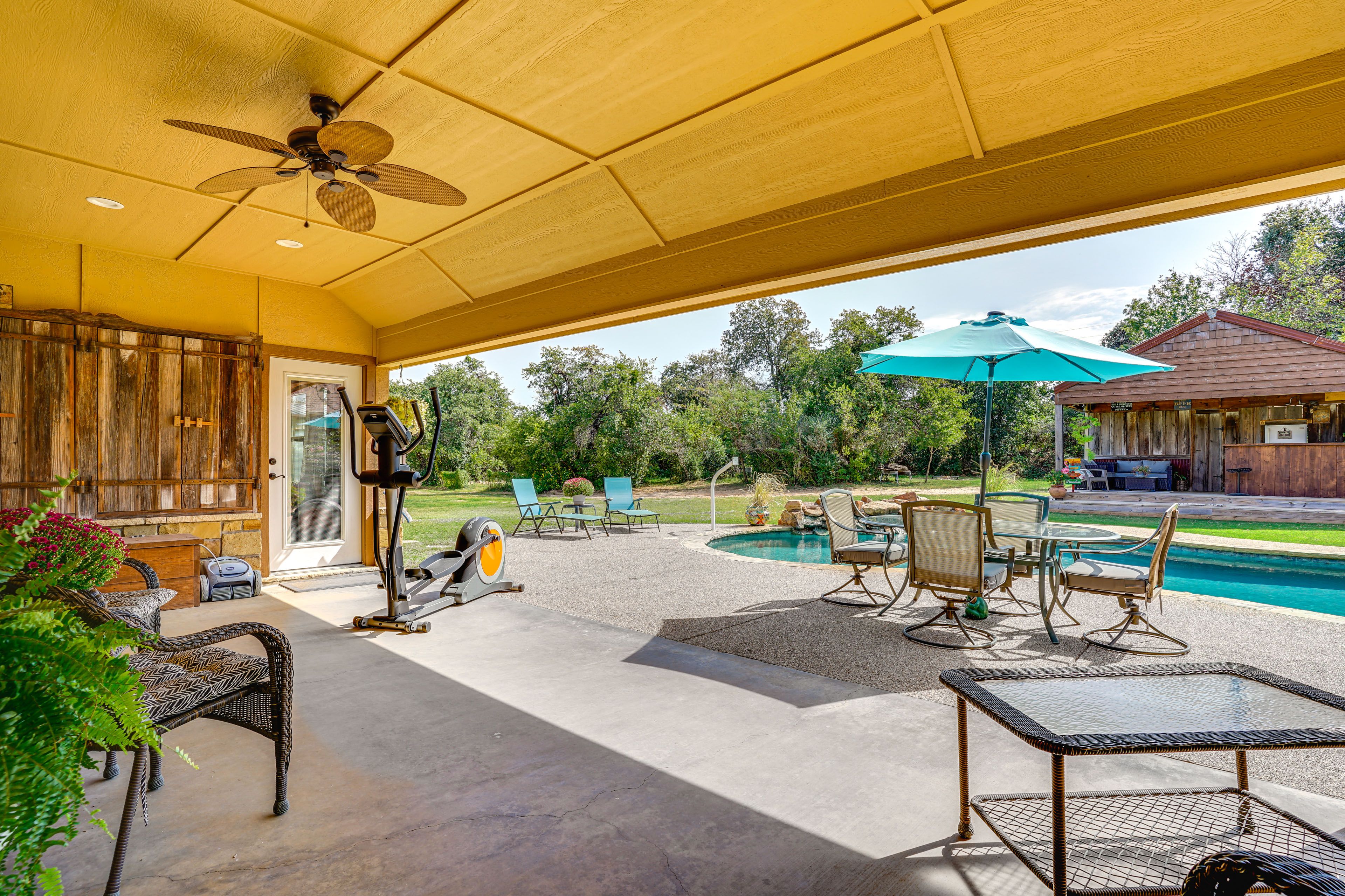 Private Patio | Exercise Bike | Outdoor Dining Area