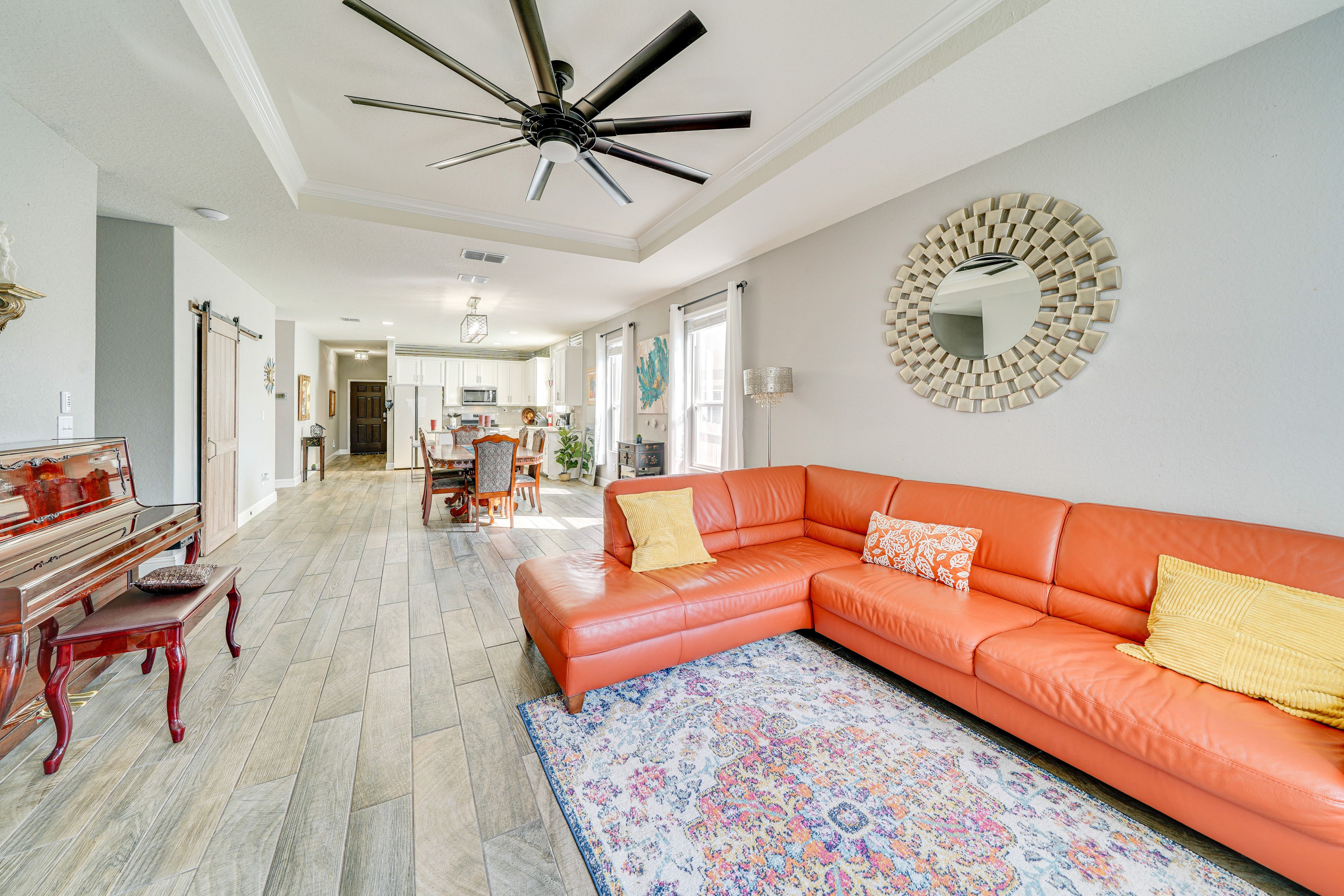 Living Room | Single-Story Home | Piano | Central A/C & Heating