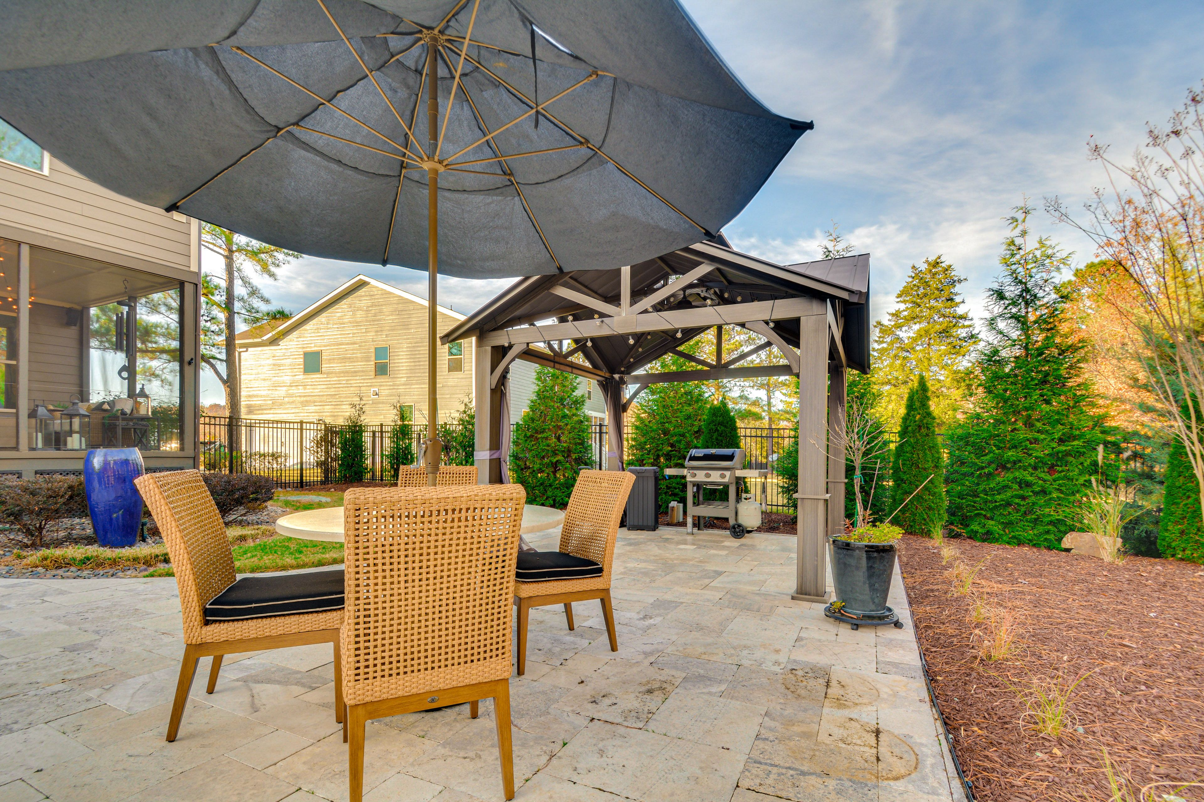 Patio | Dining Area | Pavilion w/ Gas Grill