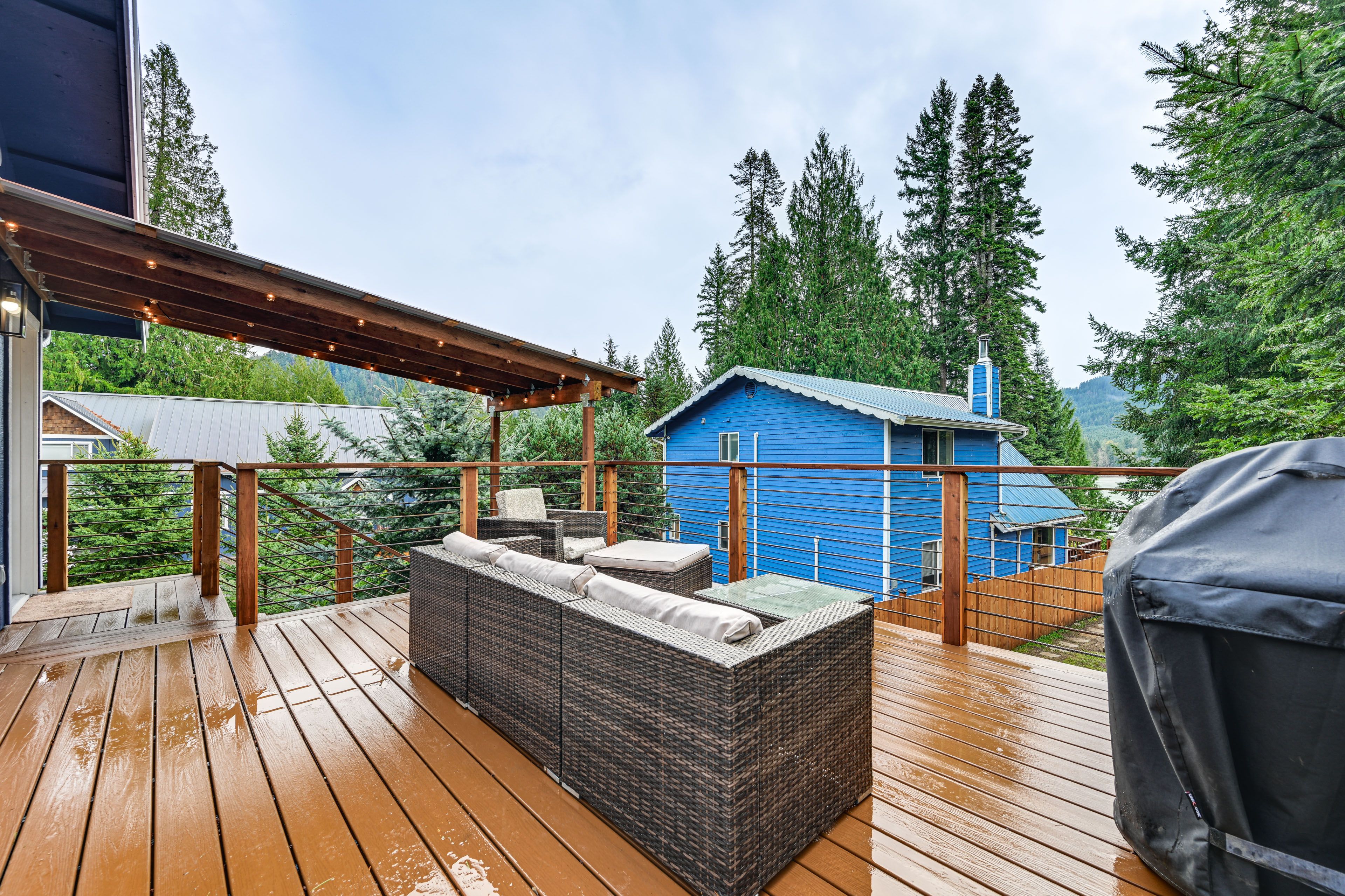 Private Deck | Seating | Gas Grill | Lake & Mountain Views