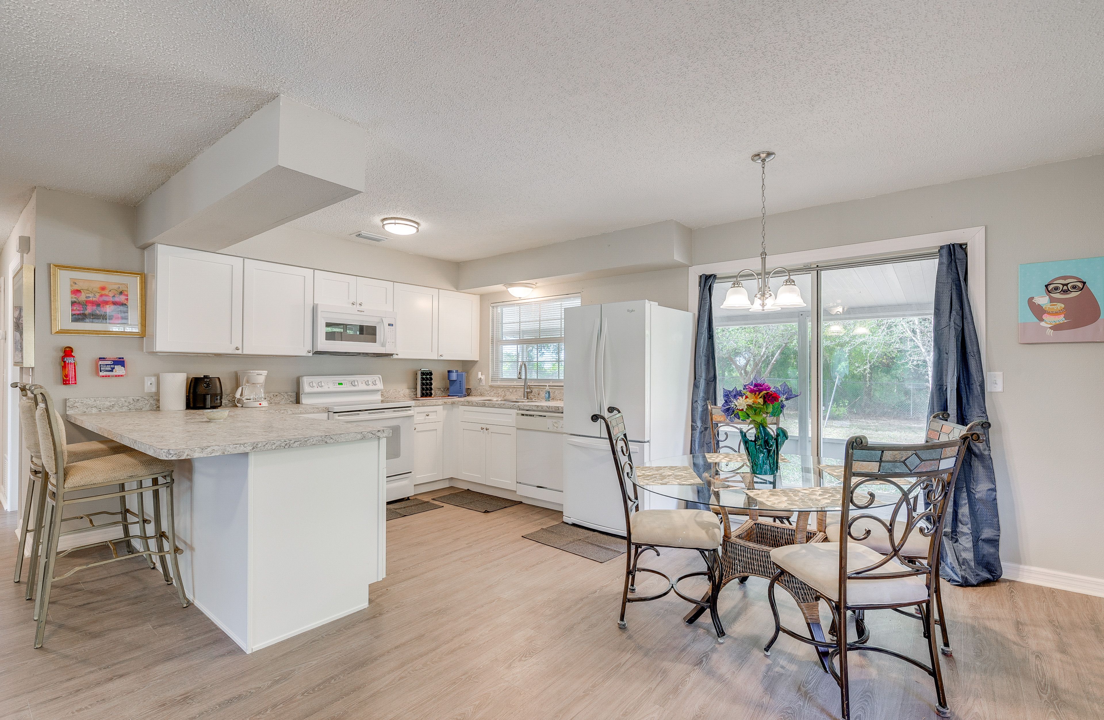 Kitchen & Dining Area | Single-Story Home | Free WiFi | Central A/C & Heating