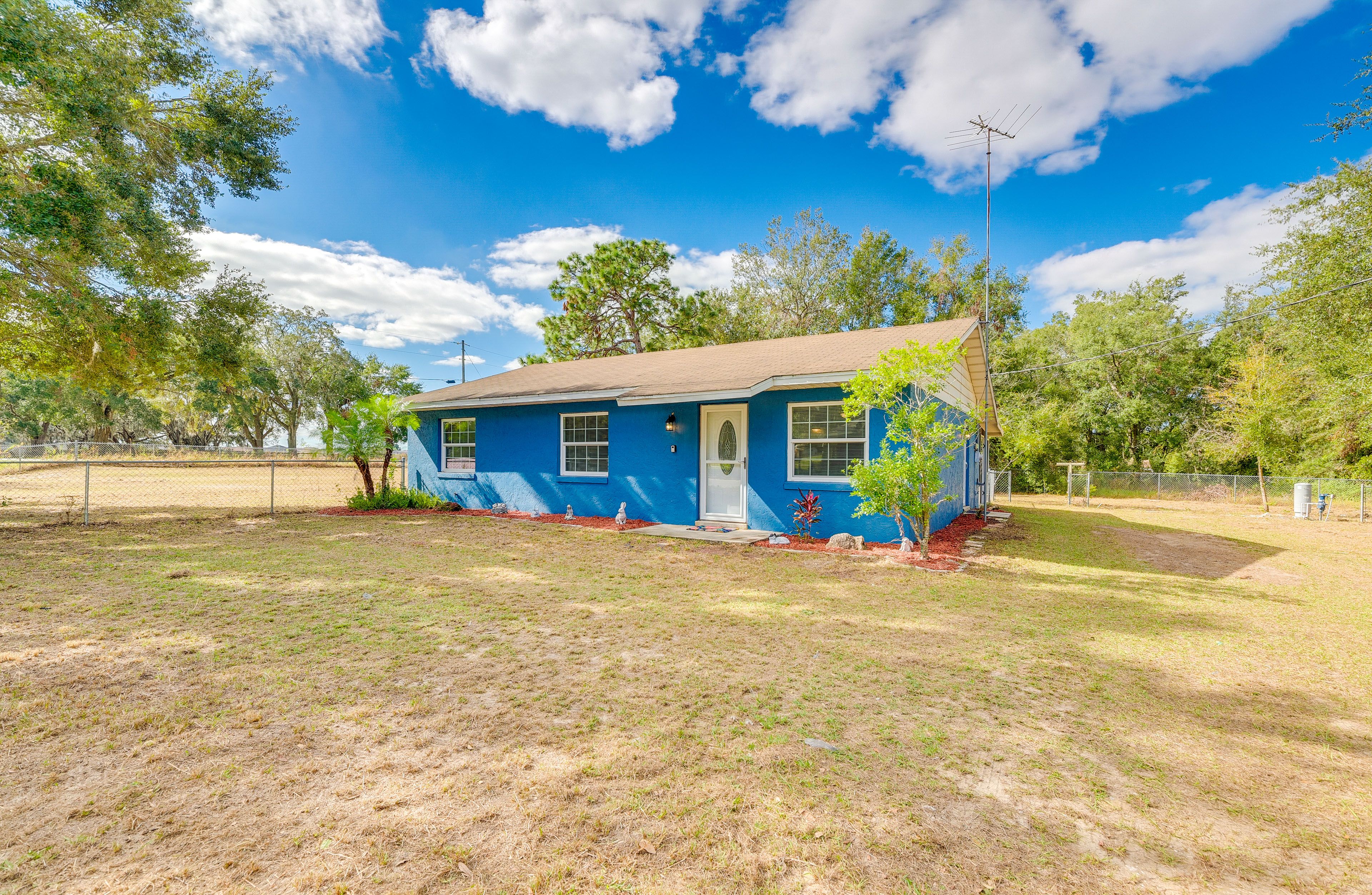 Property Exterior | Fenced-In Yard | 1-Acre Lot