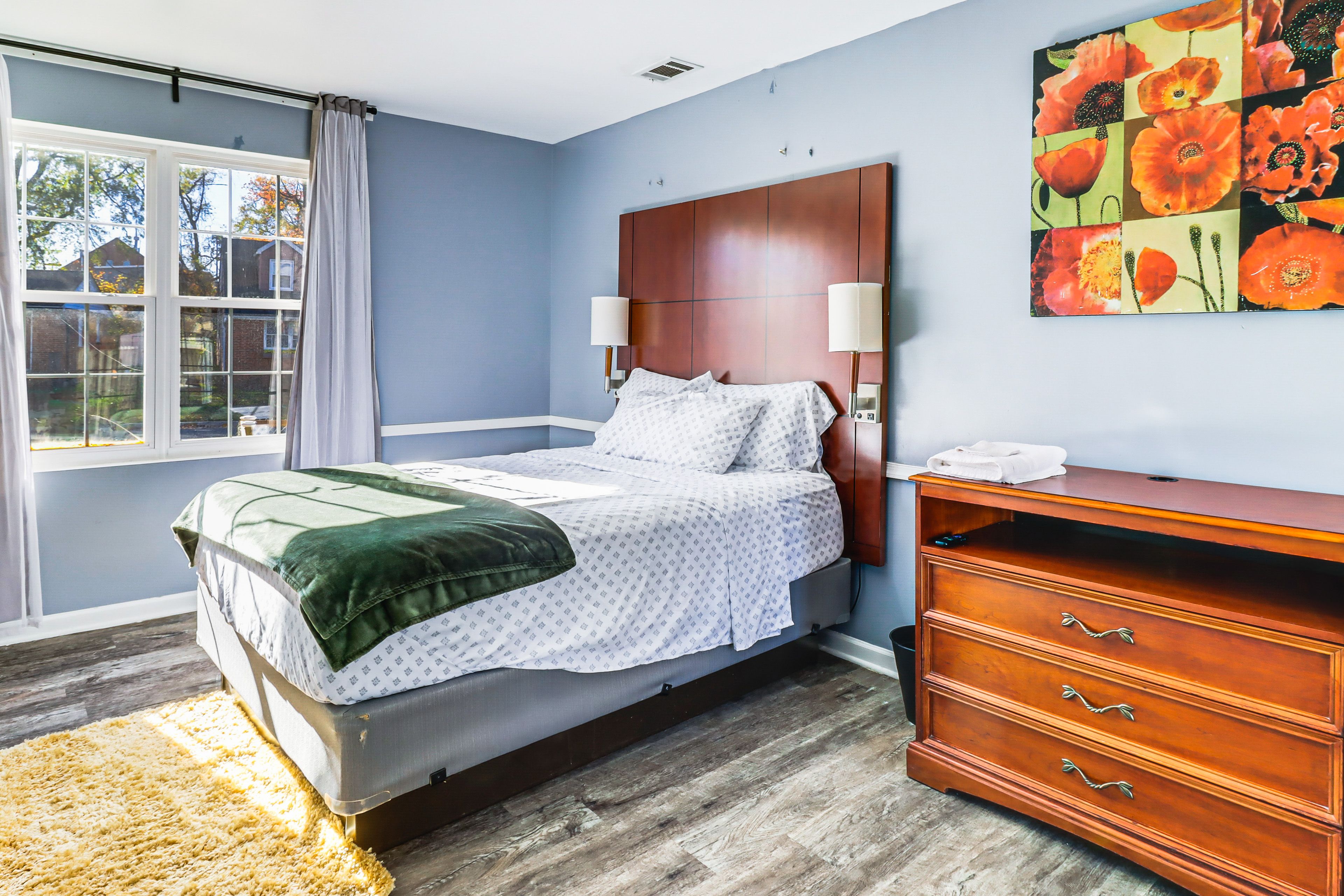 Bedroom 1 | Queen Bed | Full Futon | Linens Provided | Patio Access
