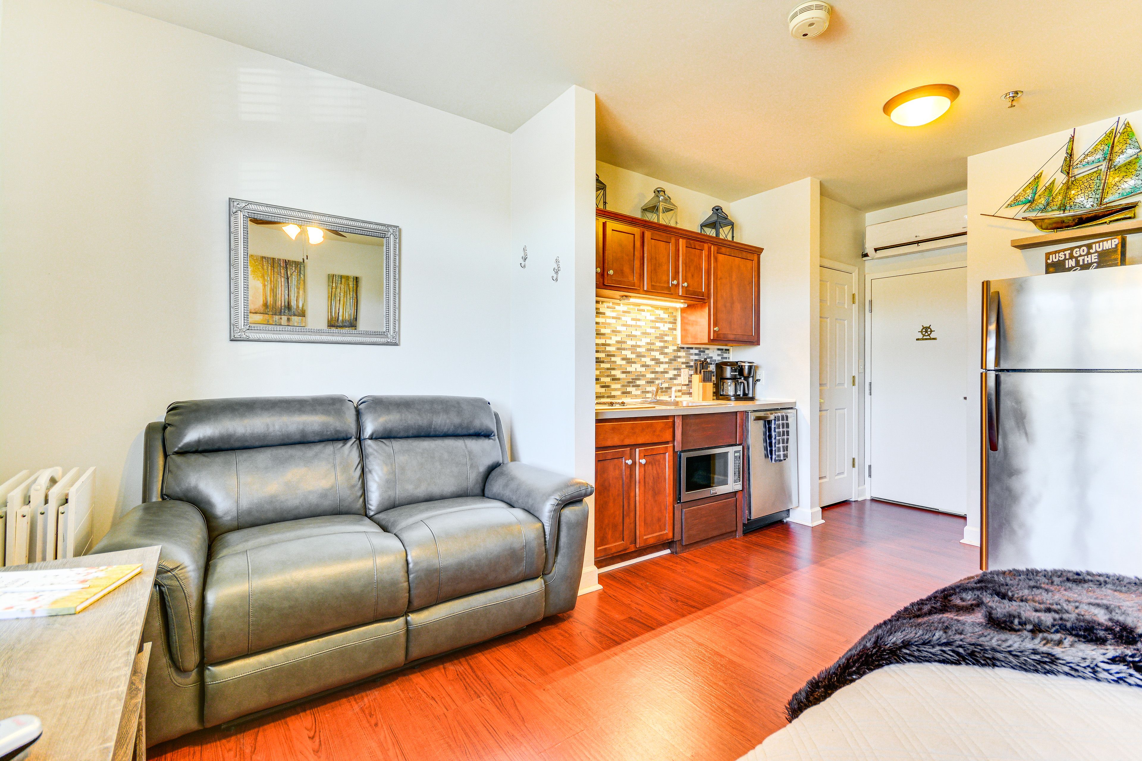 Studio Interior | Single-Story Unit | Elevator Access | Wall A/C & Heating Unit