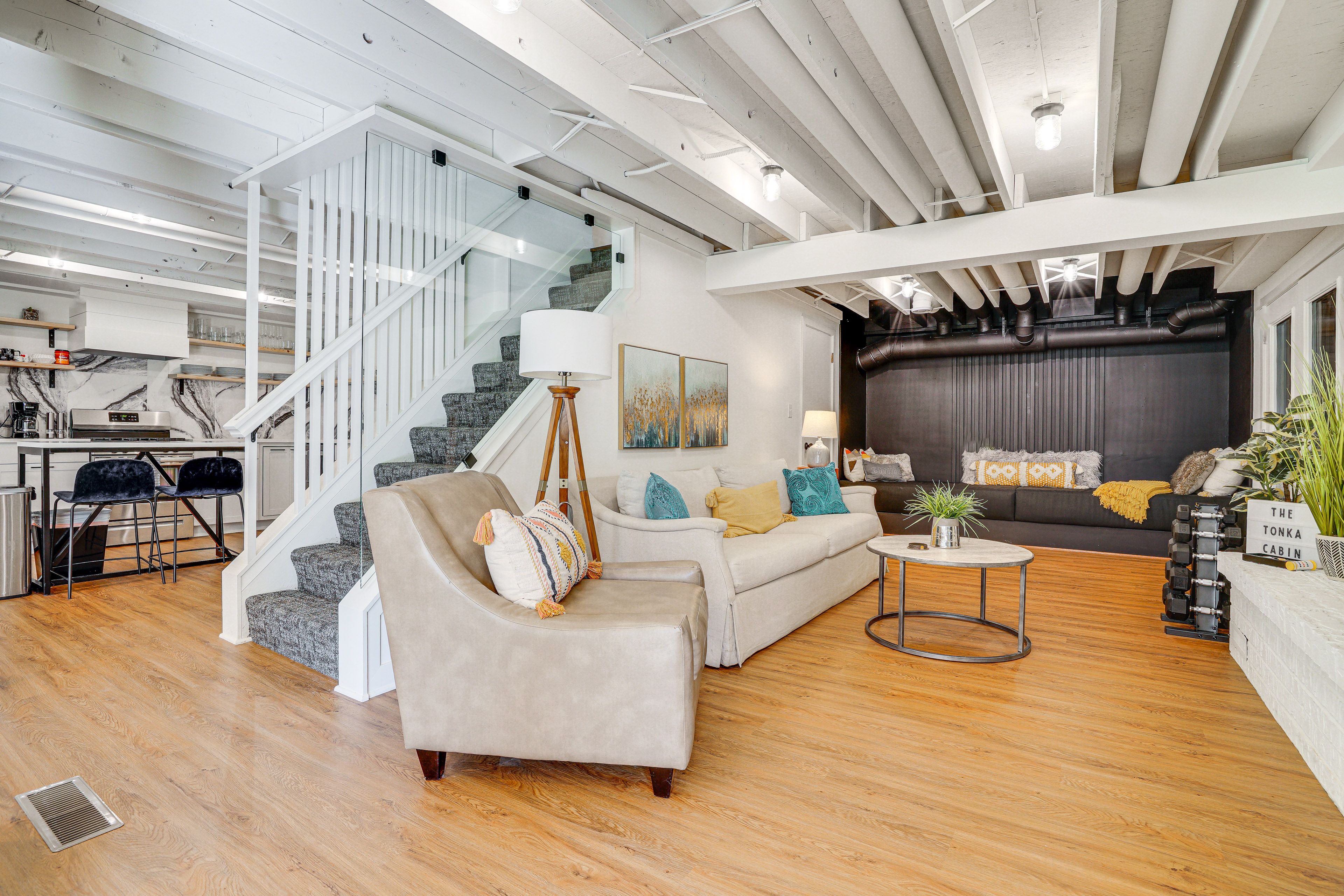 Seating Area | Lower Level | Smart TV | Free Weights