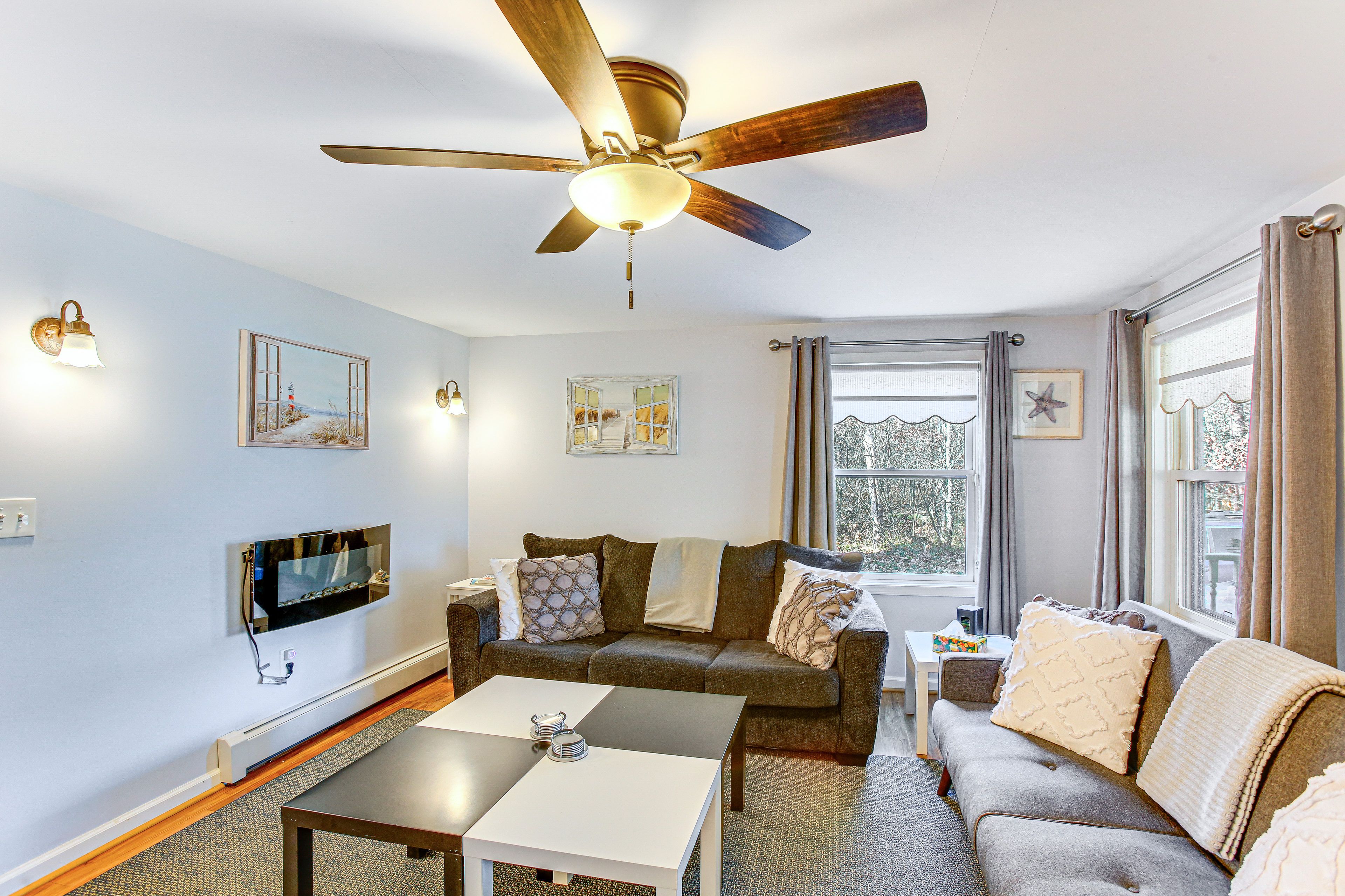 Living Room | Full Futon | Electric Fireplace | 1st Floor