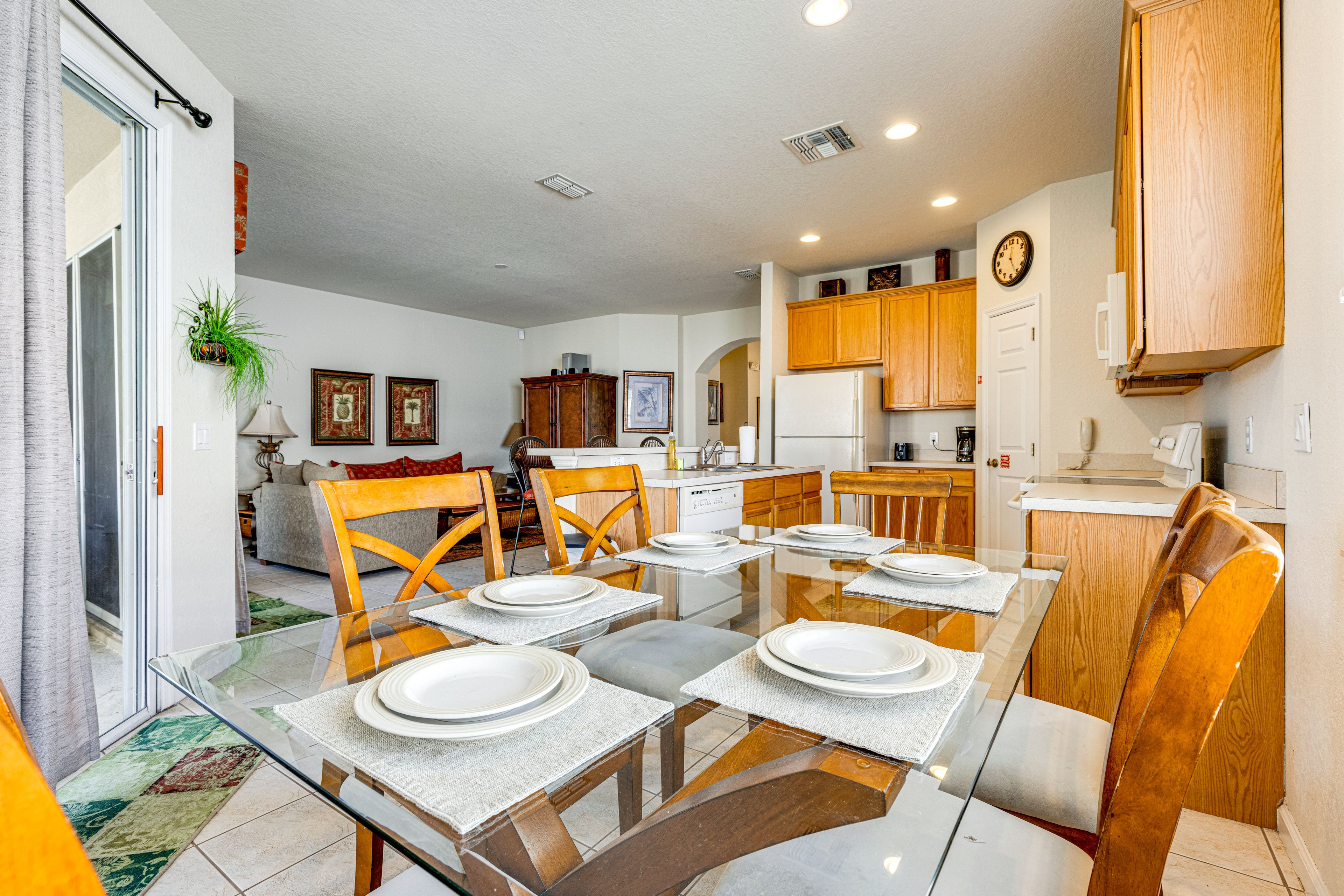 Dining Area | Single-Story Home | Open Floor Plan | Central A/C & Heating
