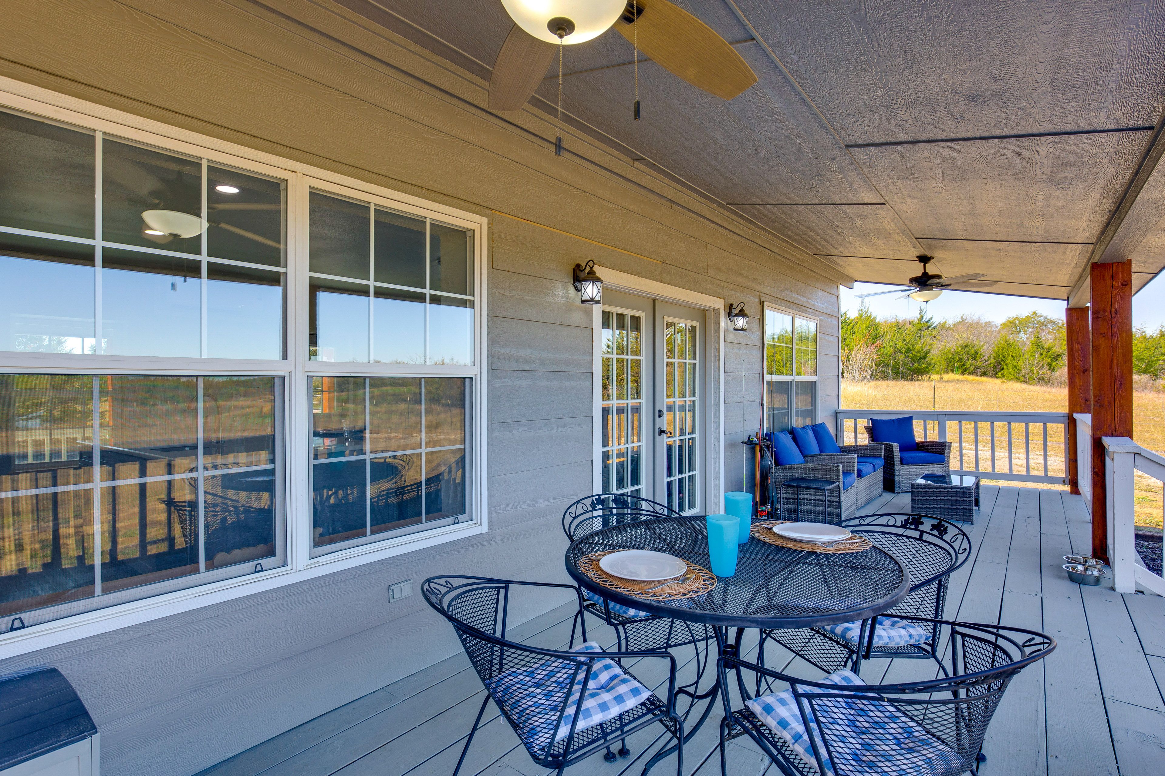 Covered Porch | Outdoor Dining | Lounge Seating | Pond Views