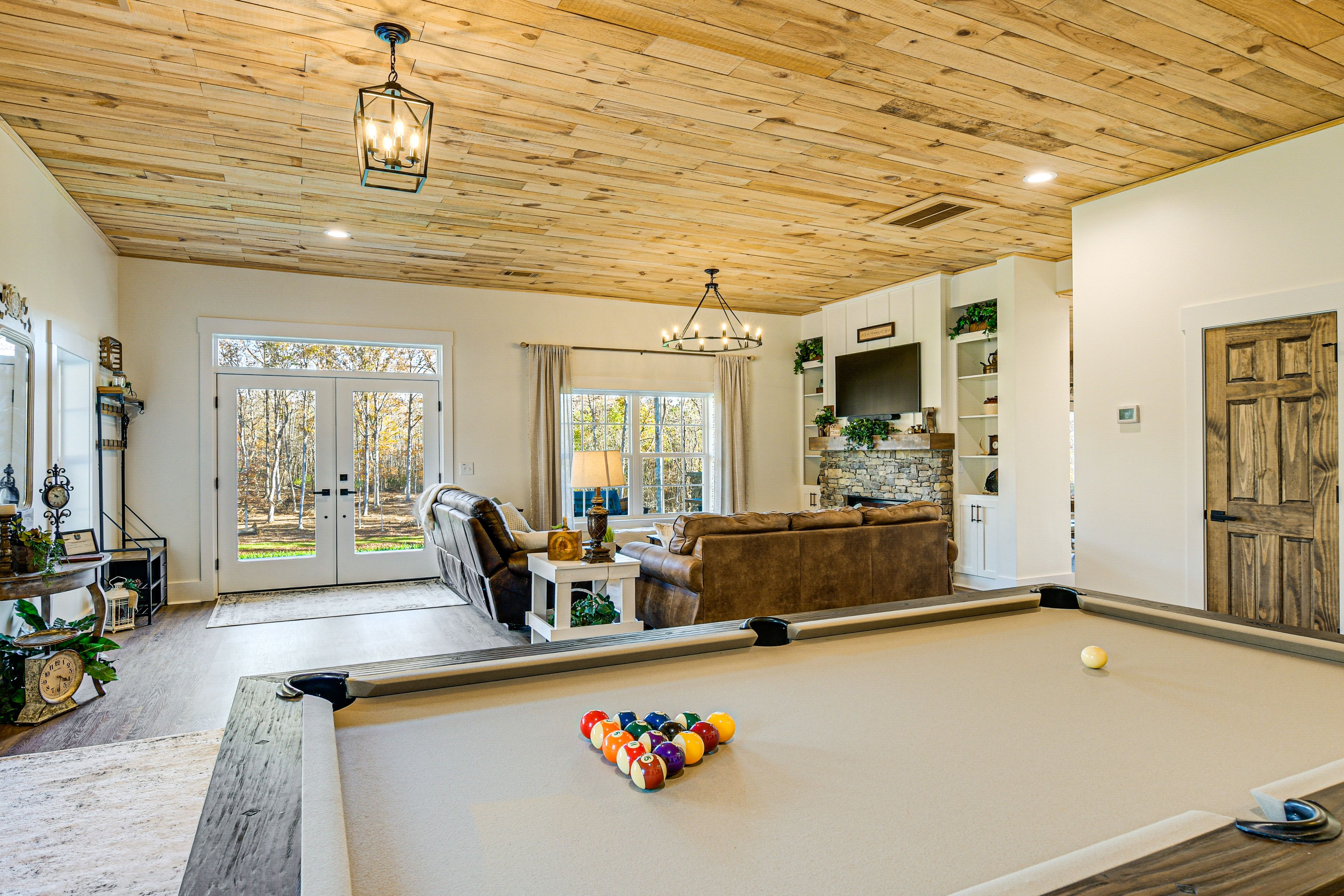 Living Room | 1st Floor | Pool Table | Central A/C & Heating | Fireplace