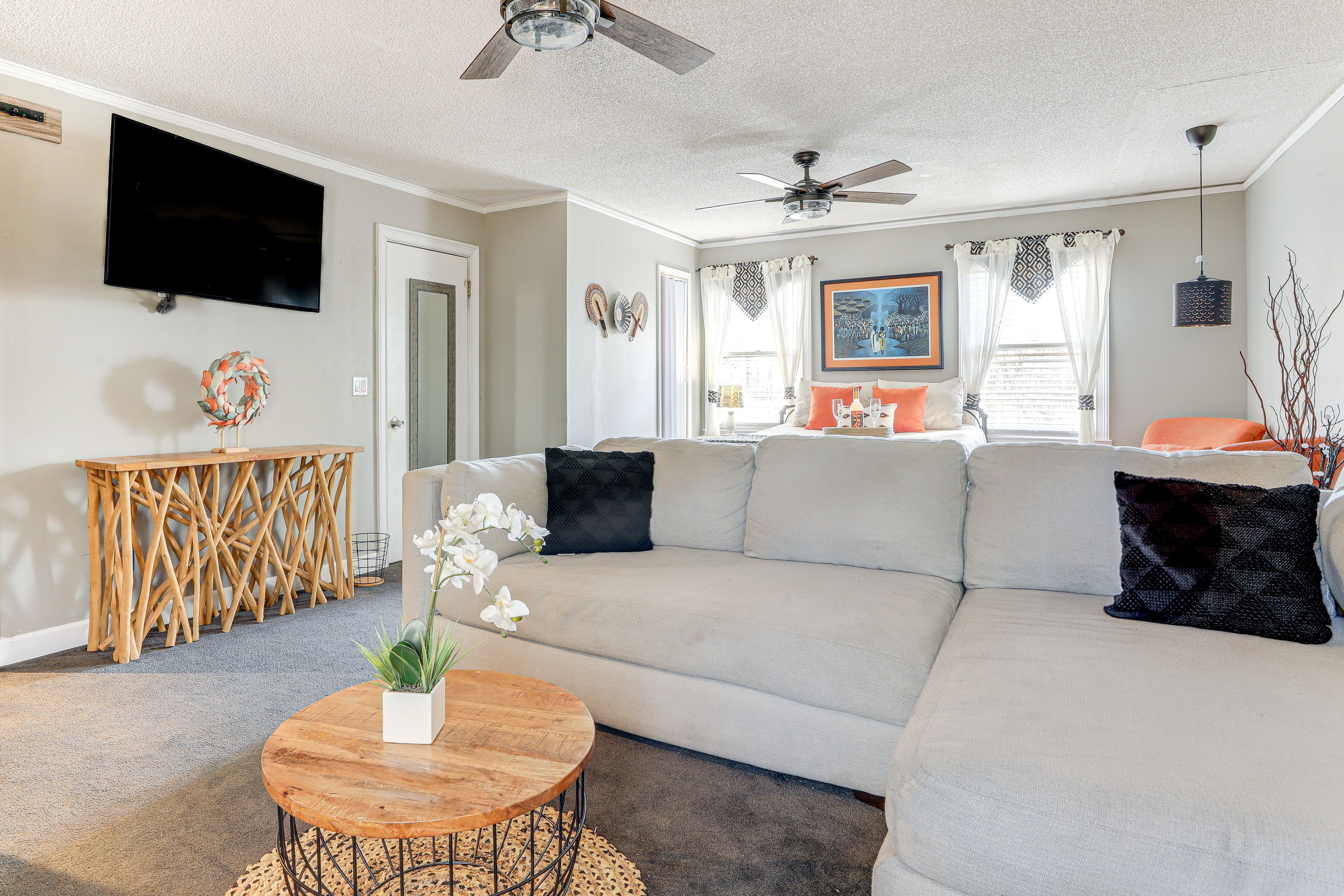 Living Area | Smart TV | Wood-Burning Stove | Full Sleeper Sofa