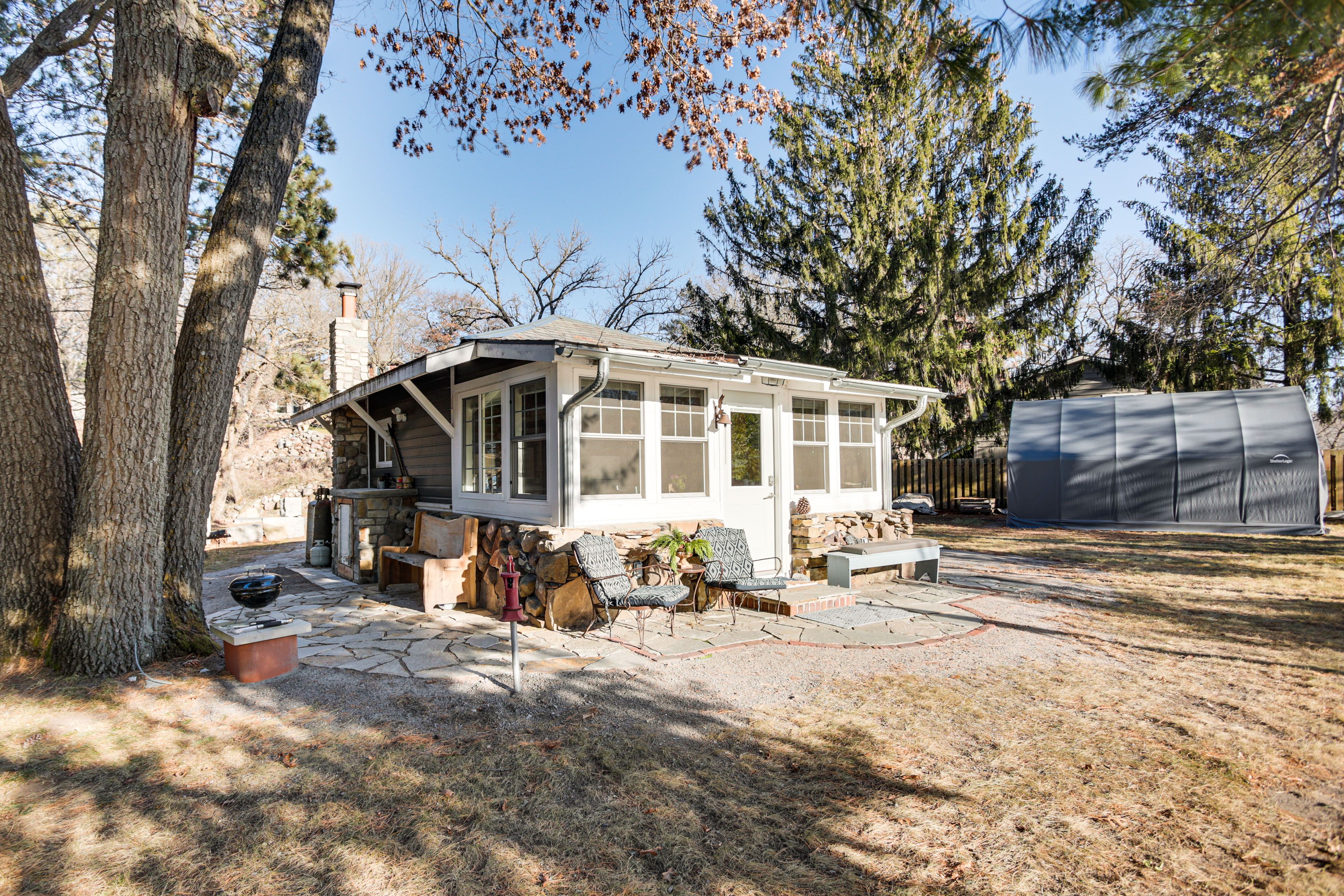 Cabin Exterior | Private Patio | Charcoal Grill