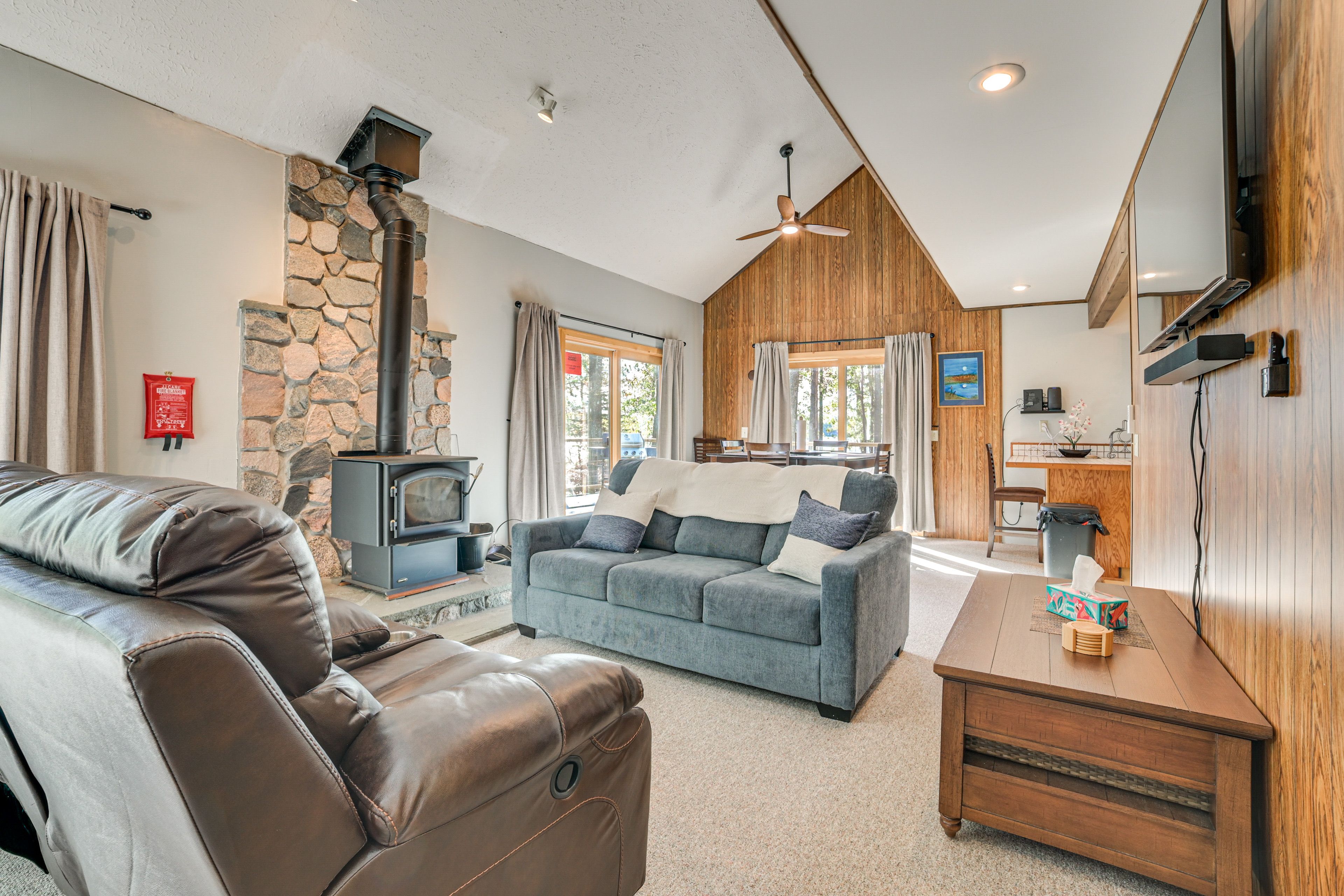 Living Room | Wood-Burning Stove | Central Heating | Full Sleeper Sofa