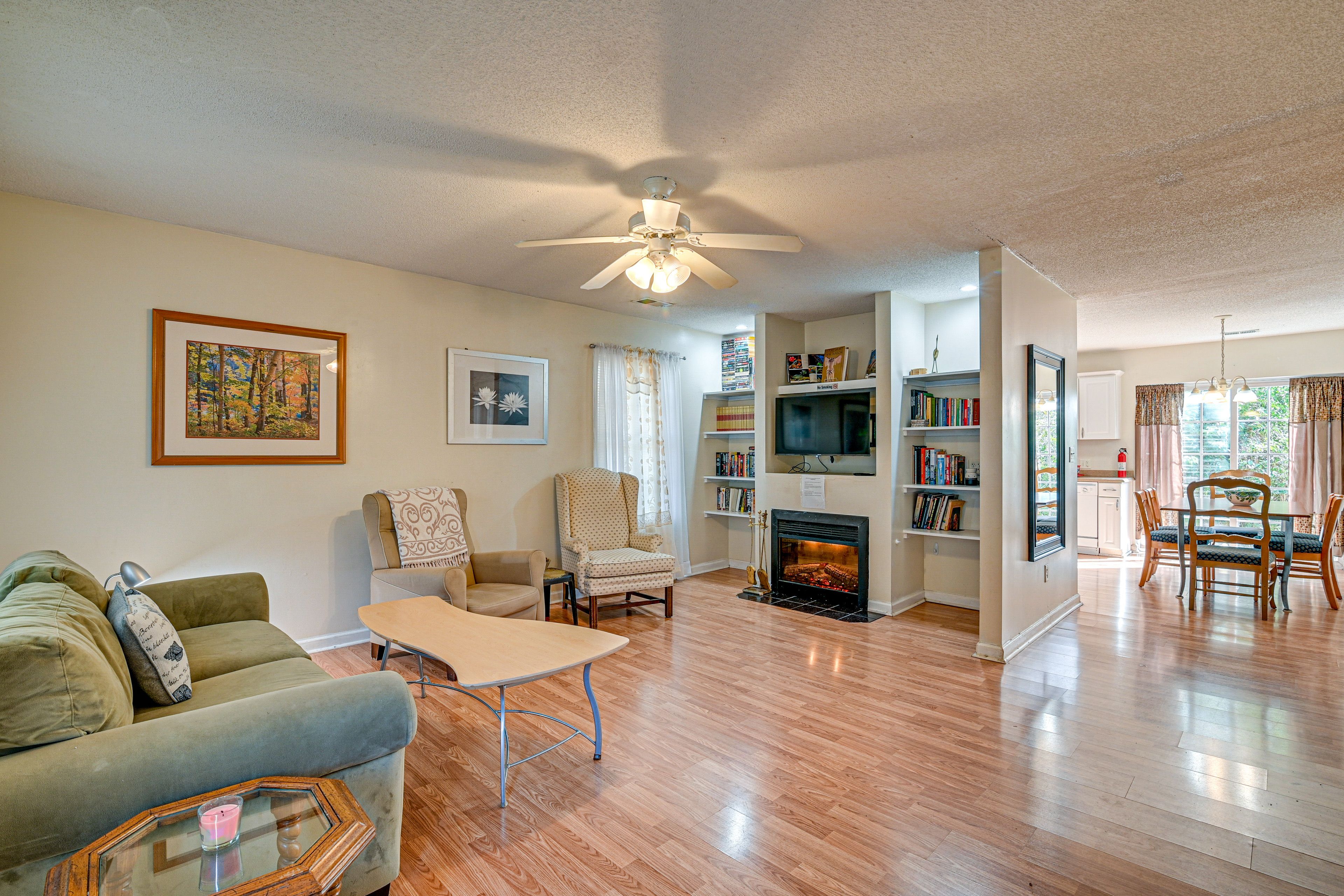 Living Room | Single-Story Home | Electric Fireplace | Flat-Screen TV