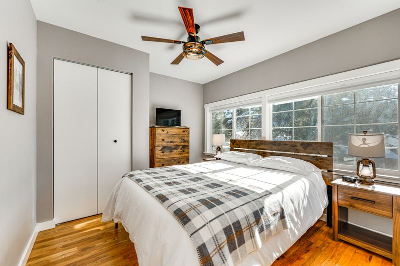 Queen bedroom with blackout shades
