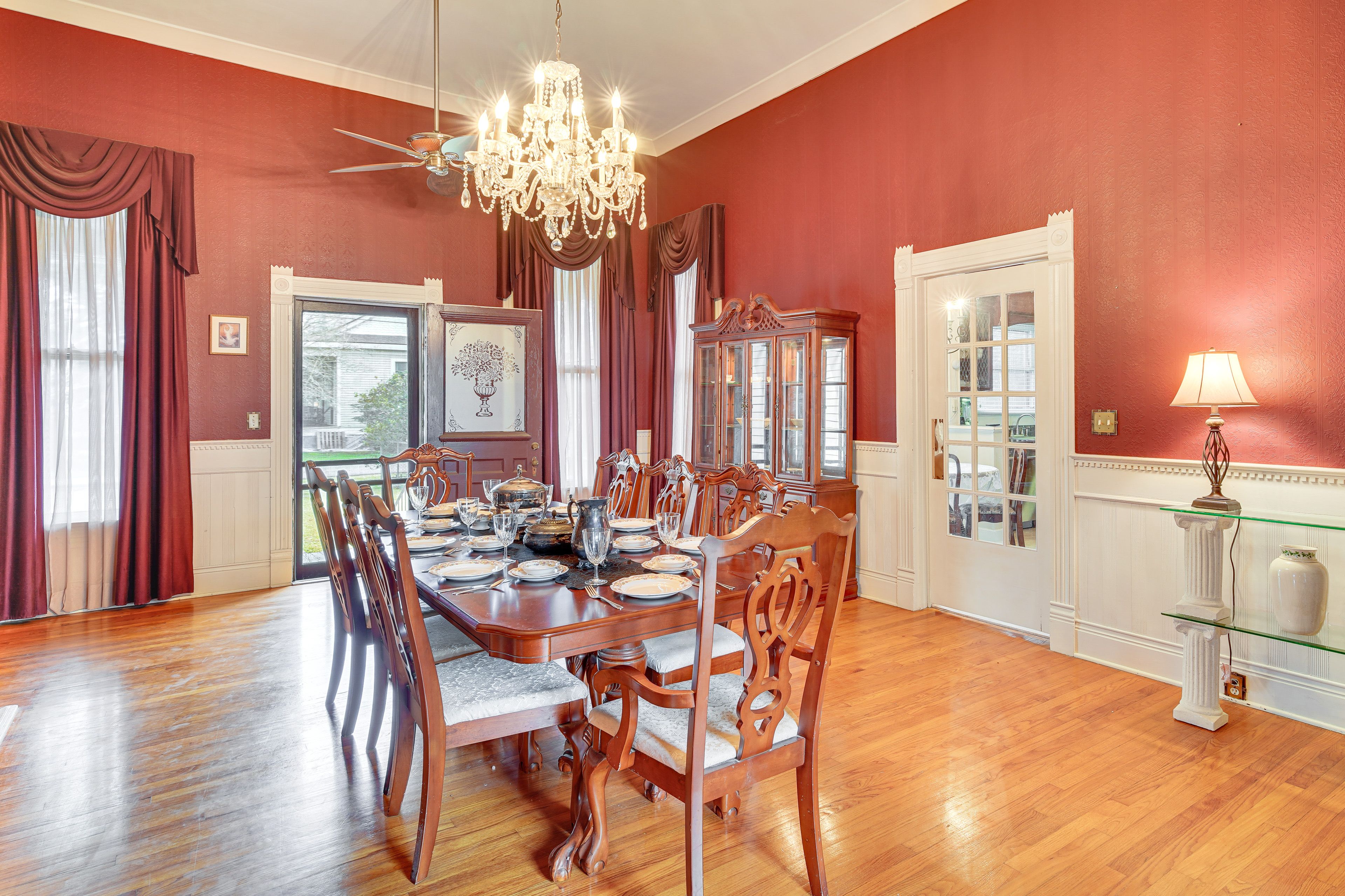 Formal Dining Room | 1st Floor | Gas Fireplace | Dishware & Flatware