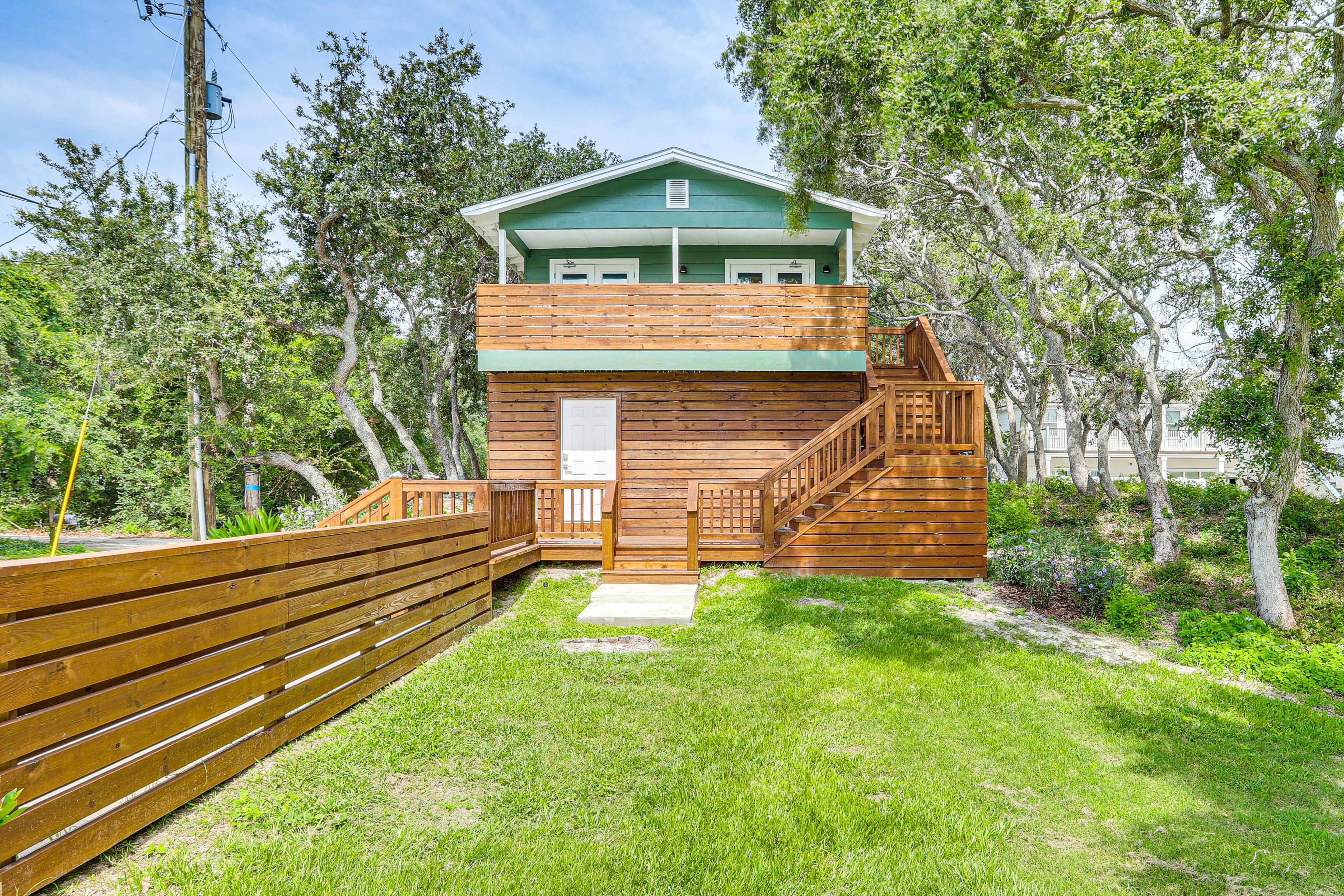 Home Exterior | Single-Story Unit on Upper Floor | Deck w/ Ocean View