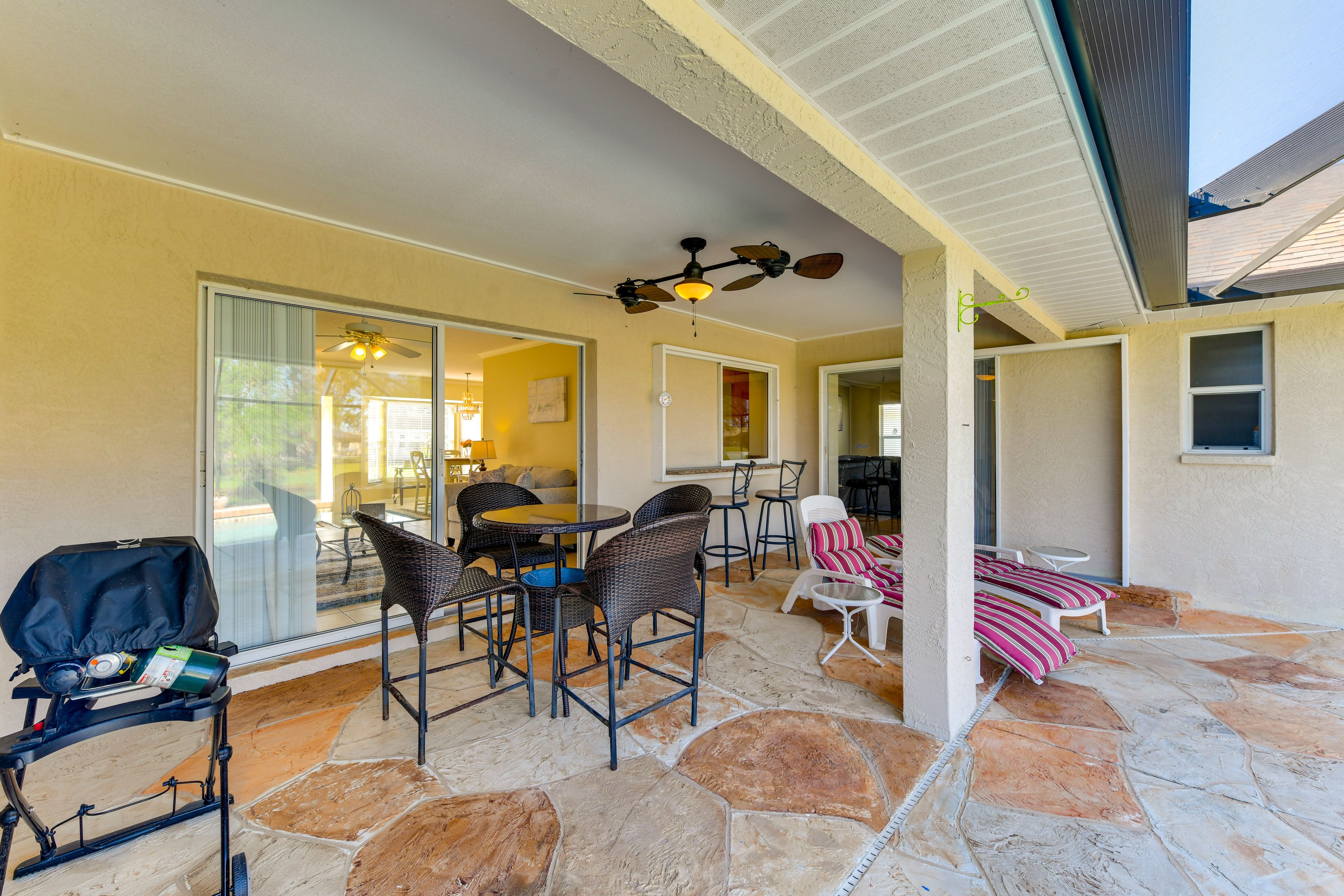 Screened Lanai | Gas Grill | Canal-Front View