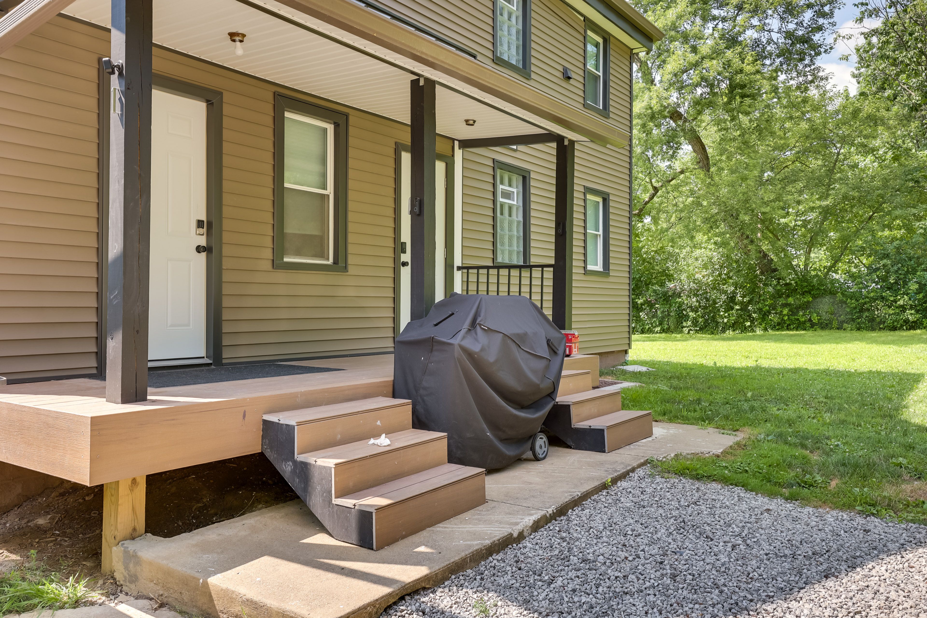 Property Exterior | Gas Grill | 1st Floor Unit