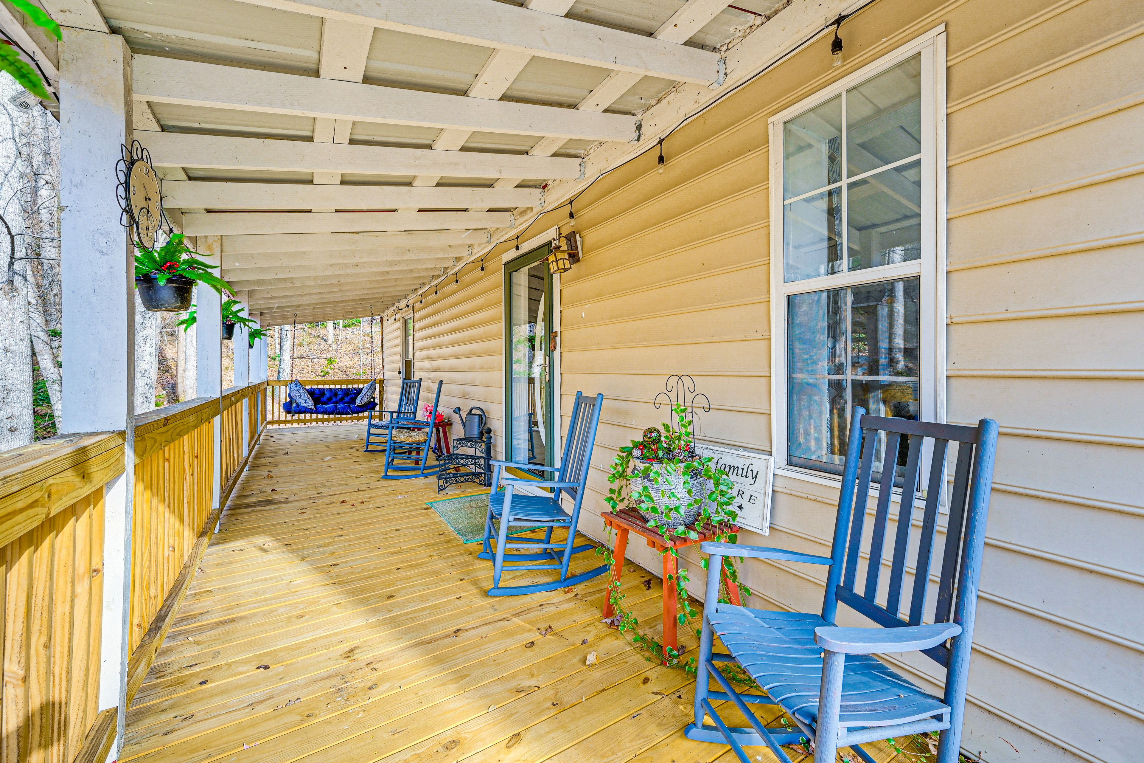 Wraparound Deck | Swing | Rocking Chairs | Dining Area