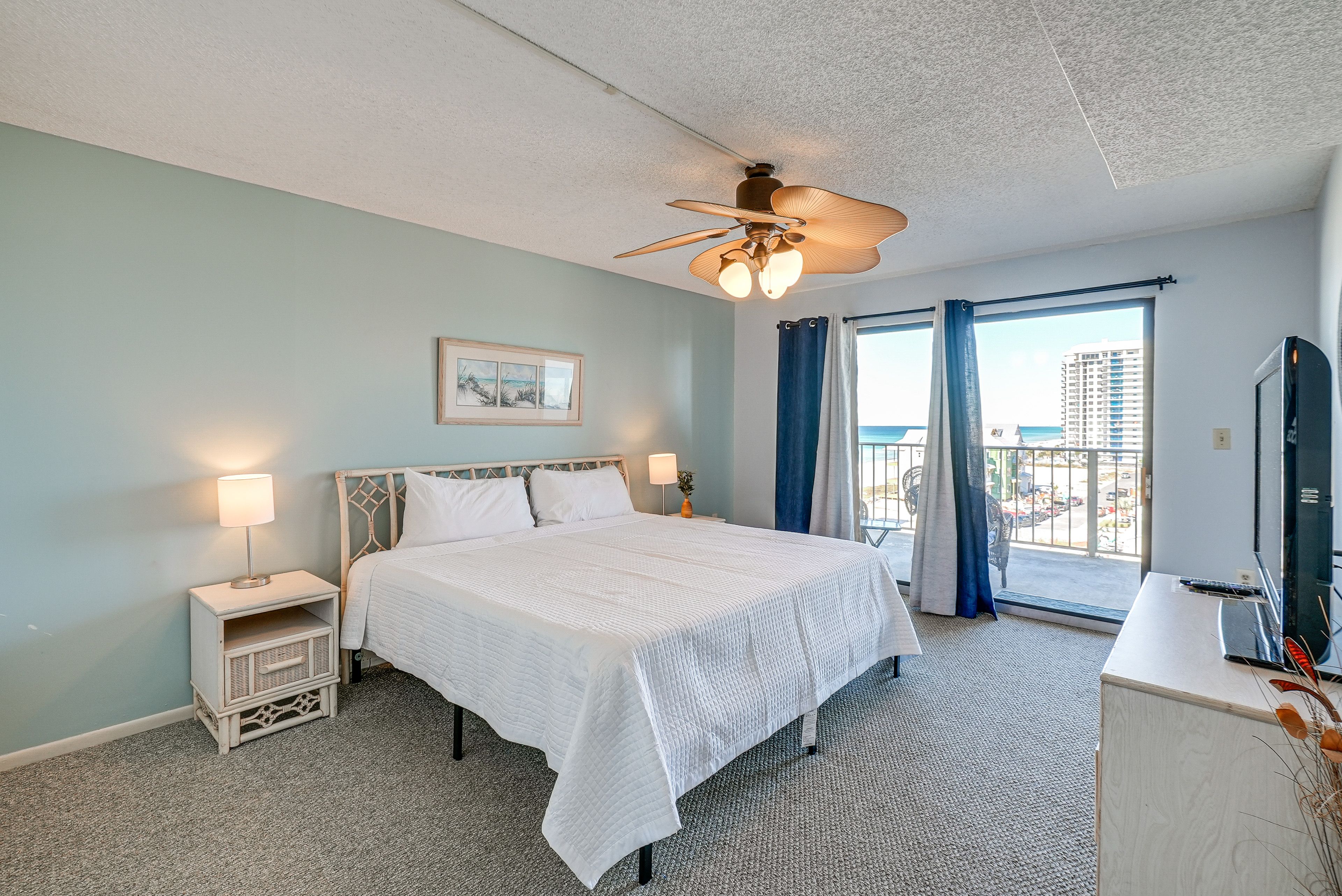 Bedroom 1 | King Bed | Linens Provided | Smart TV | En-Suite Balcony Access