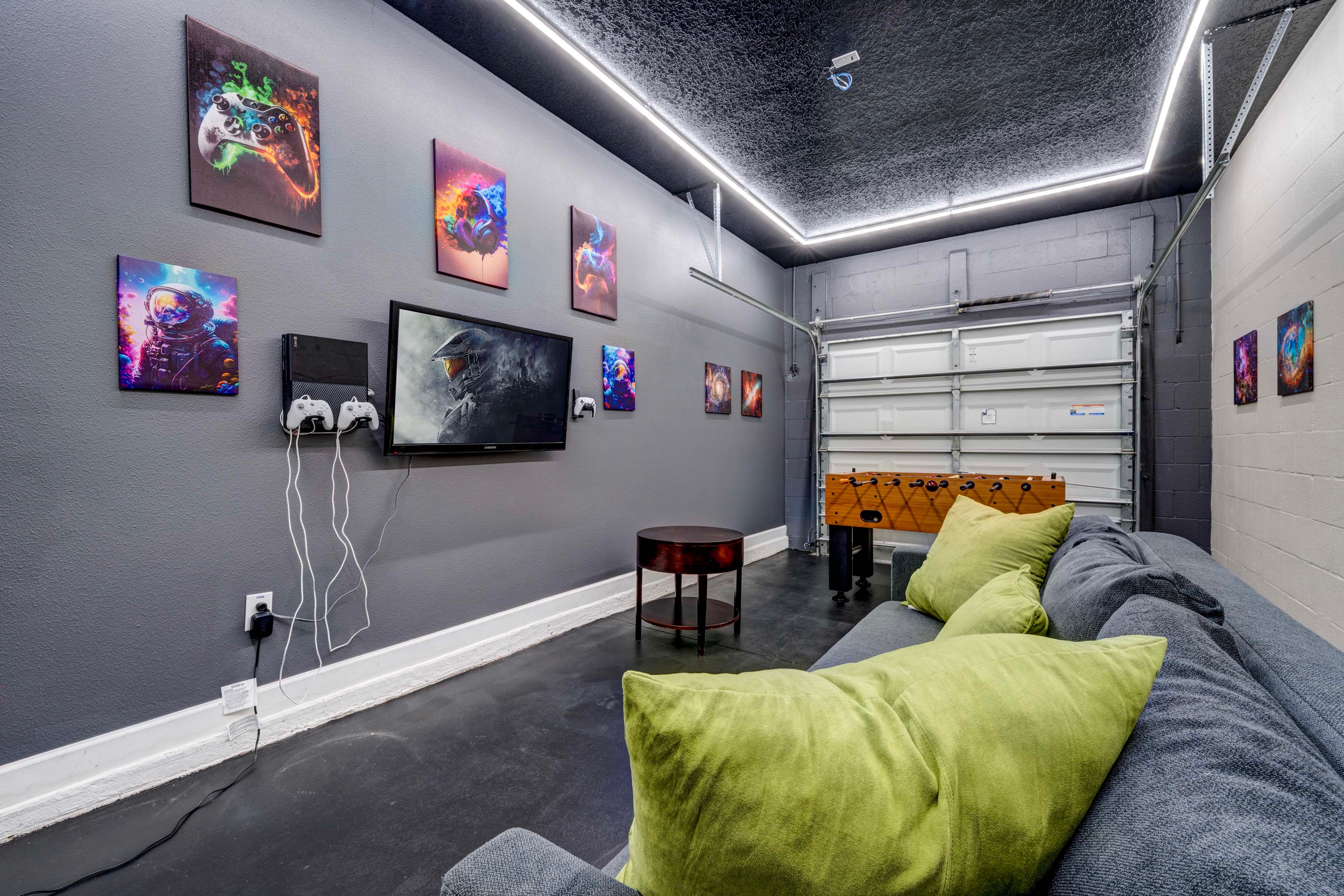 Game Room | Full Sleeper Sofa | Foosball Table | Video Game Console | 1st Floor