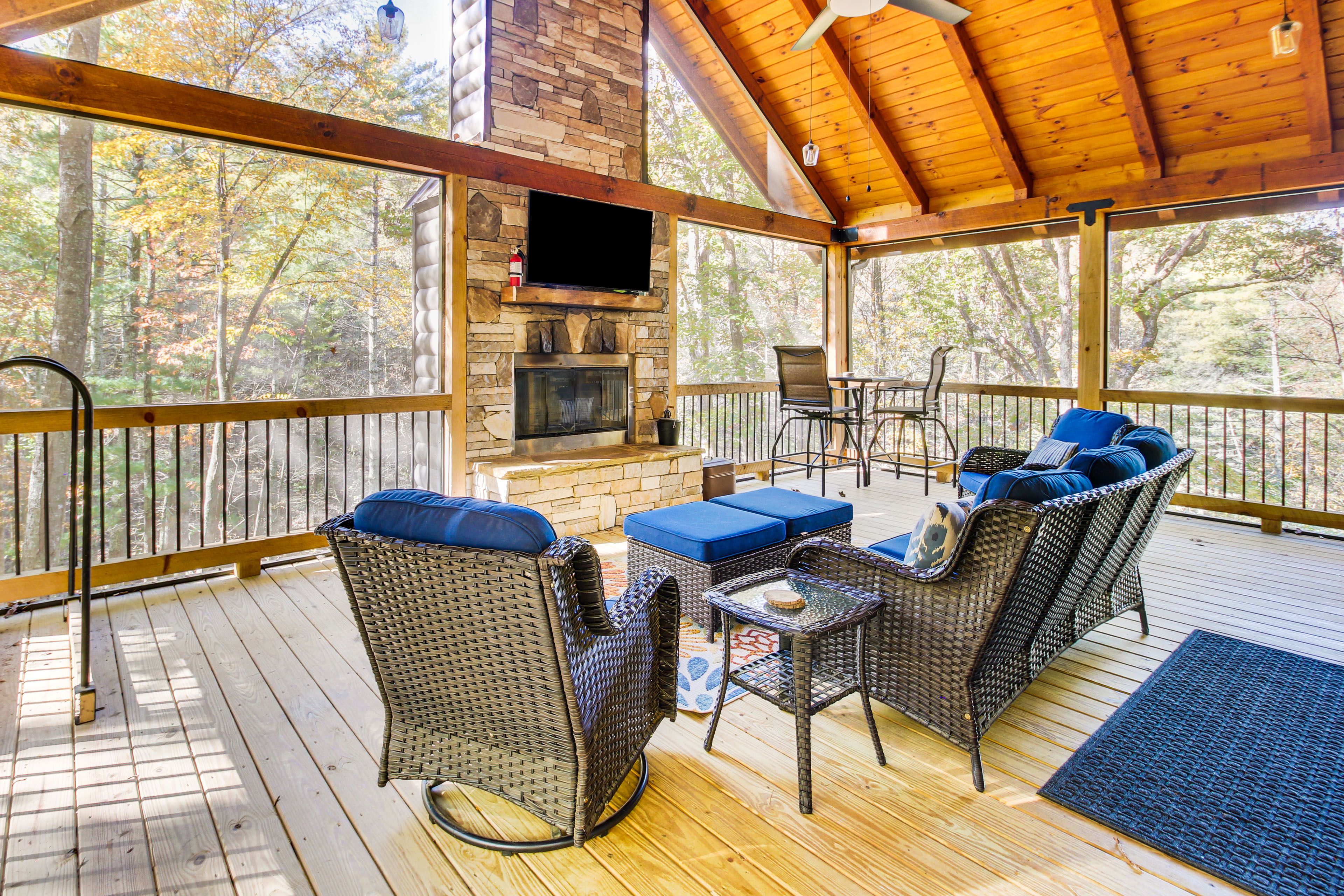 Screened-In Deck | 1st Floor | Smart TV | Fireplace | Creek Views