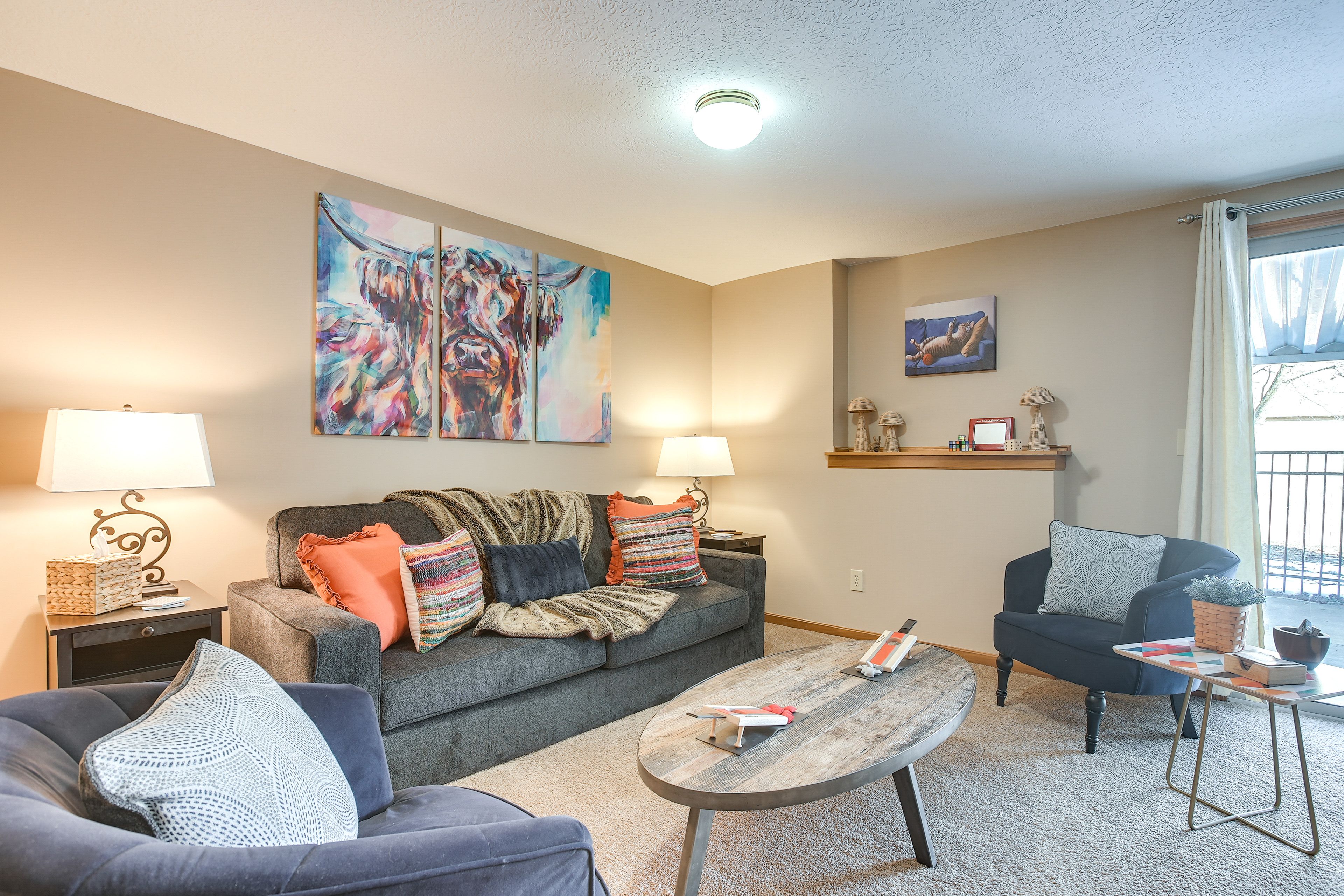 Basement Living Room | Queen Sleeper Sofa | Board Games