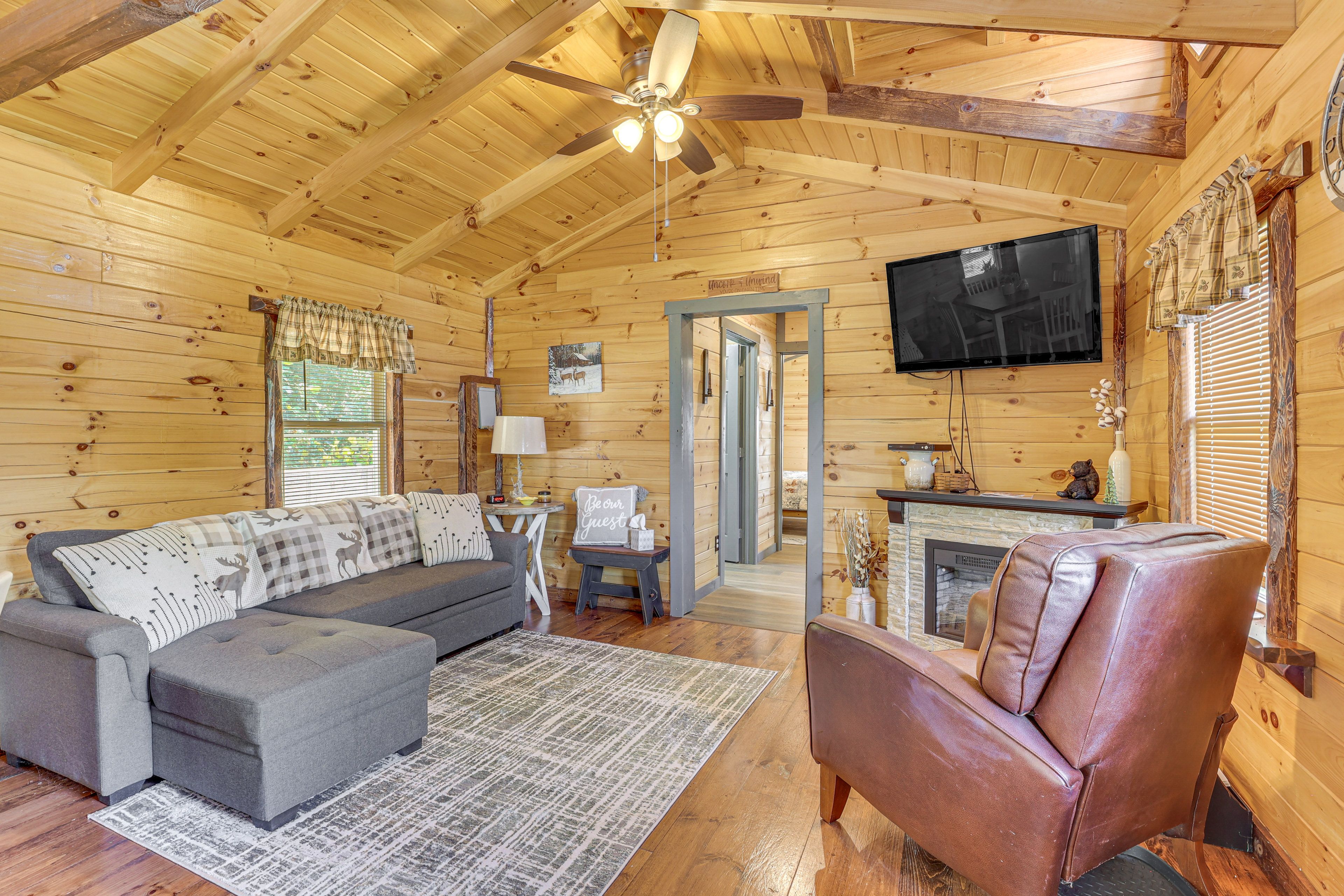 Property Interior | Single-Story Cabin | Free WiFi | Central A/C & Heating