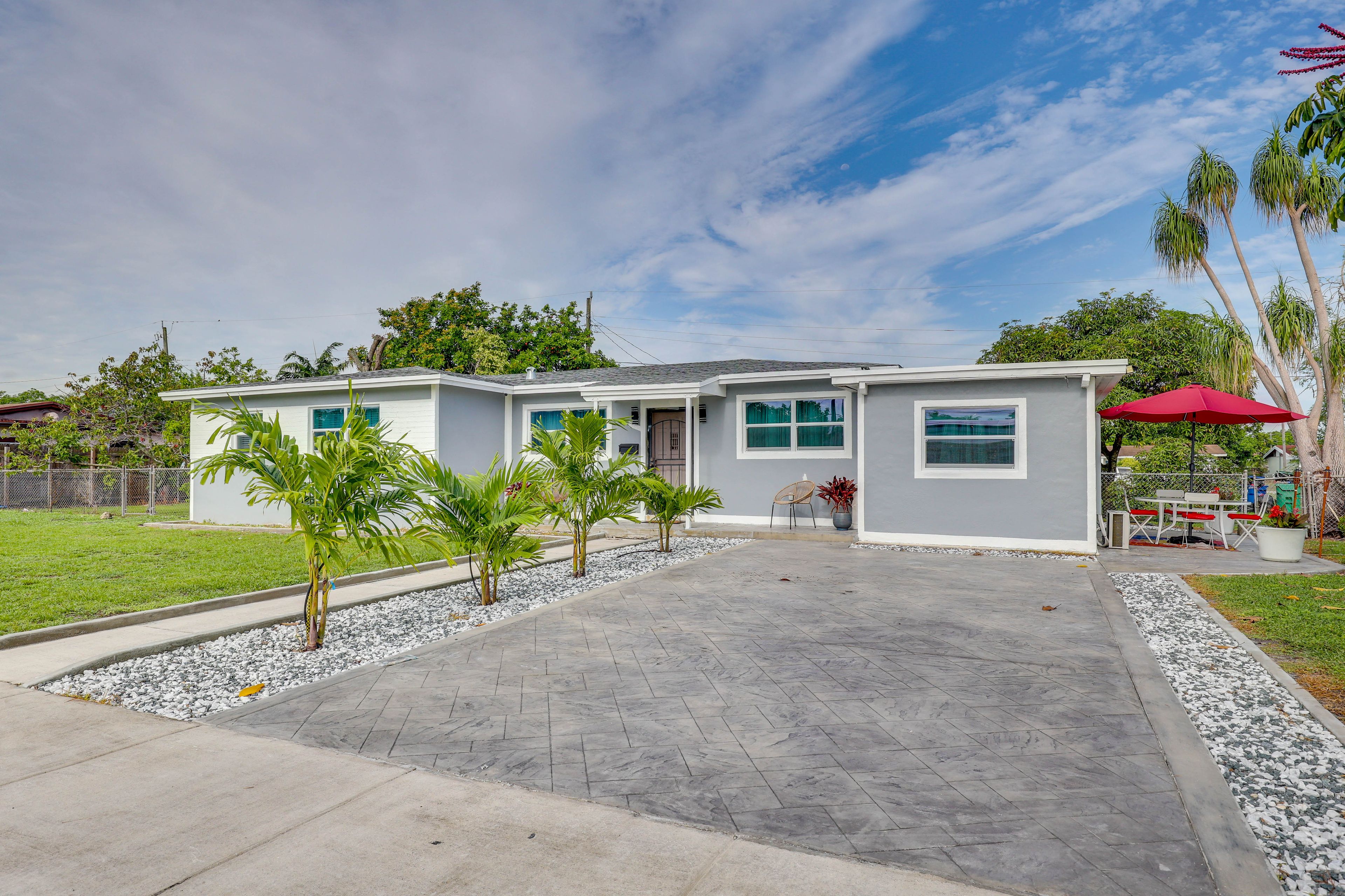Property Exterior | Single-Story Home | Private Yard | Patio w/ Seating