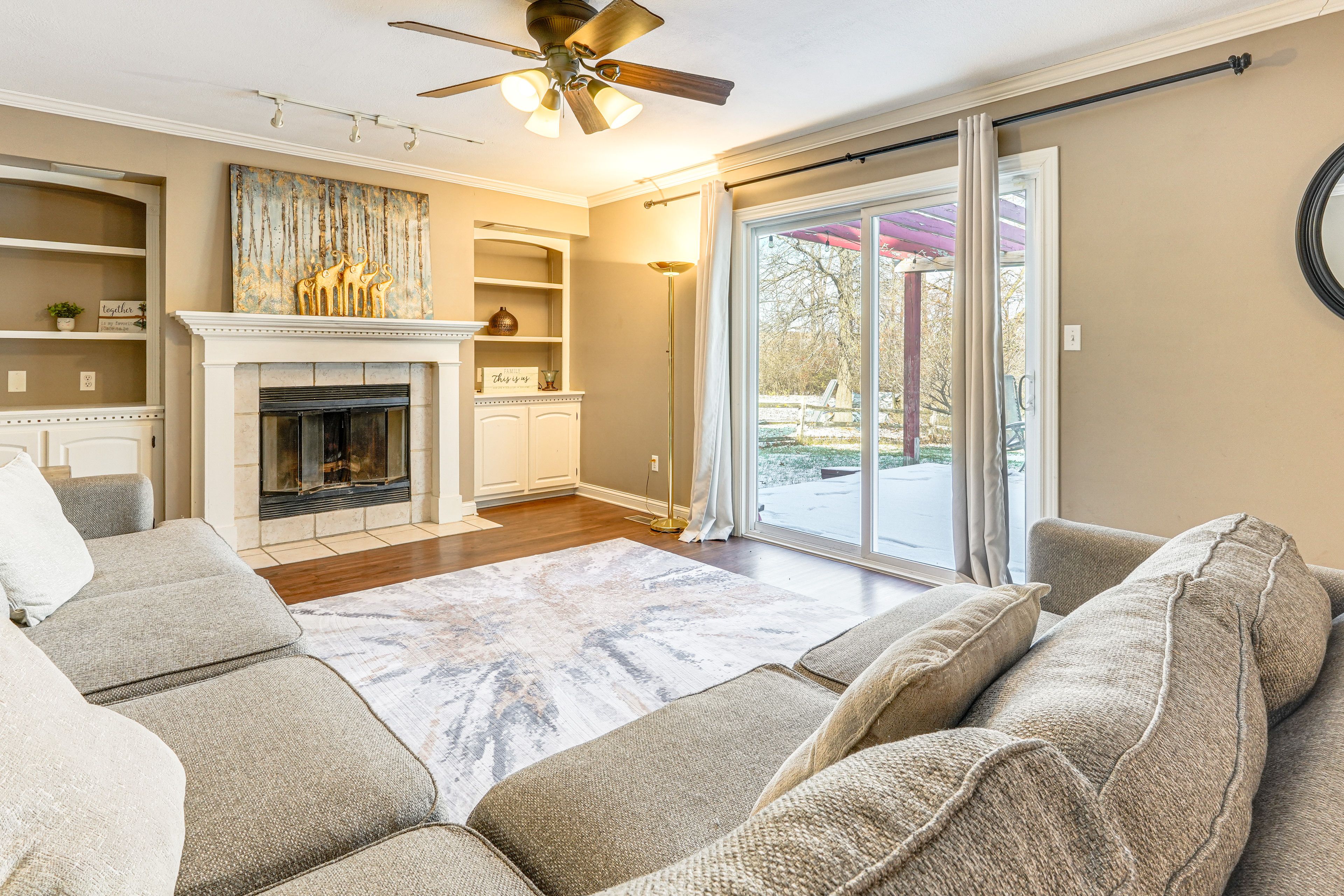 Living Room | 1st Floor | Central A/C & Heating | Fireplace