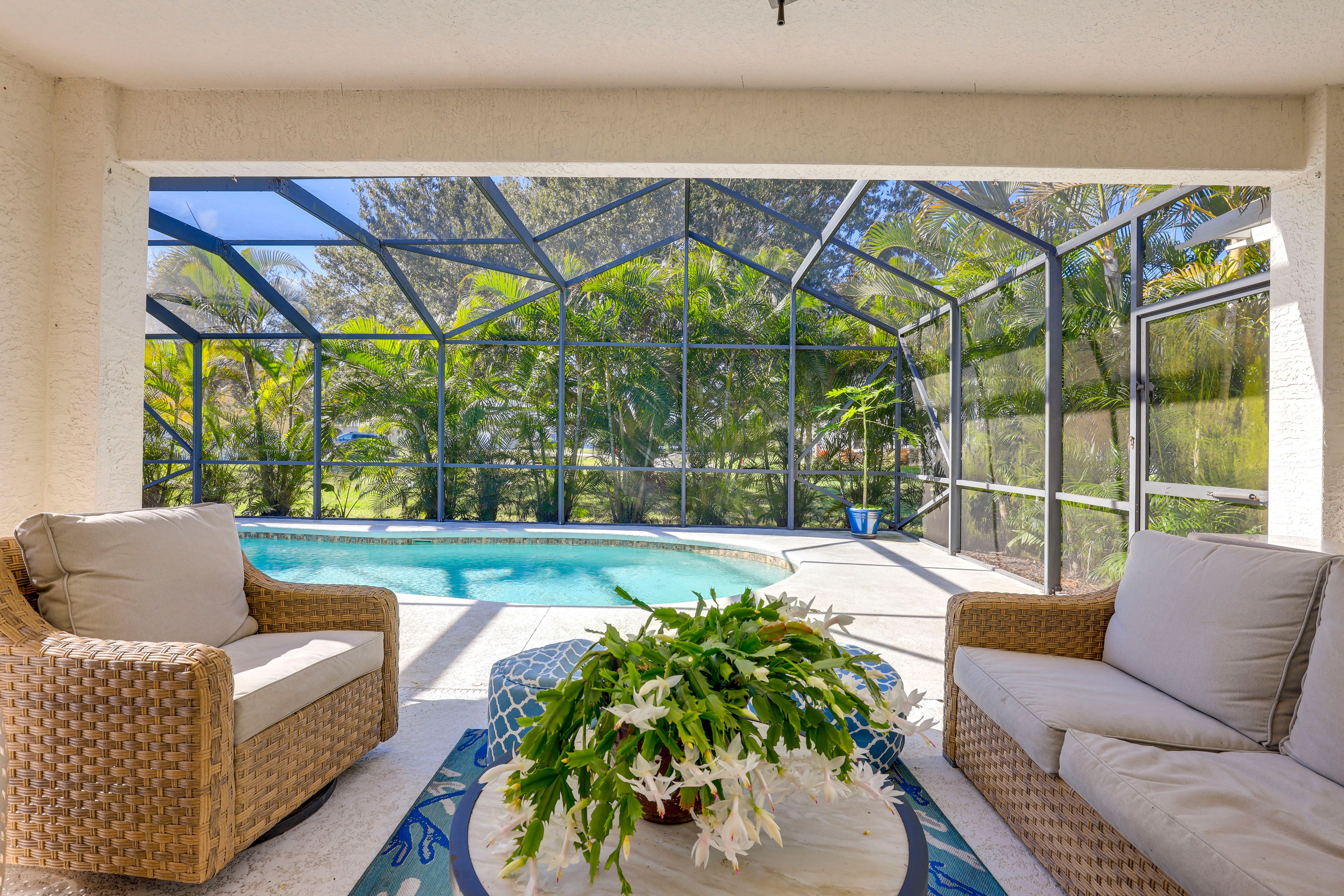 Screened Lanai | Outdoor Pool | Gas Grill | Dining Area