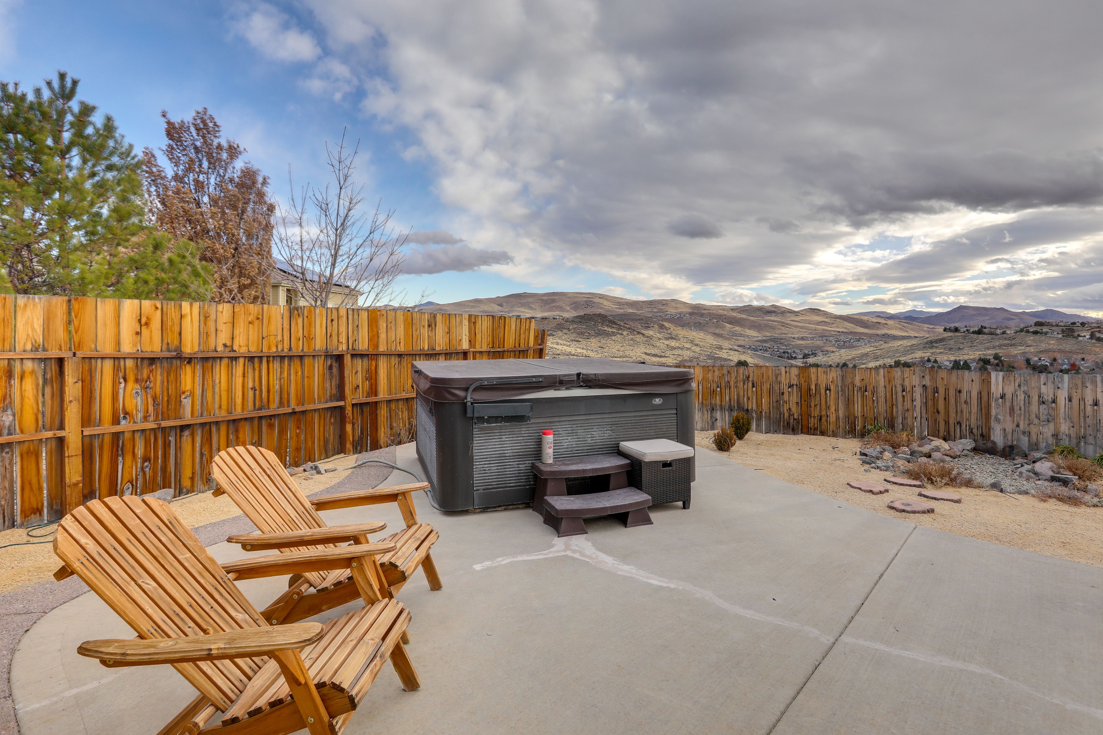 Patio | Mountain & City Views | Hot Tub | Grill | Fire Pit | 2-Story Home