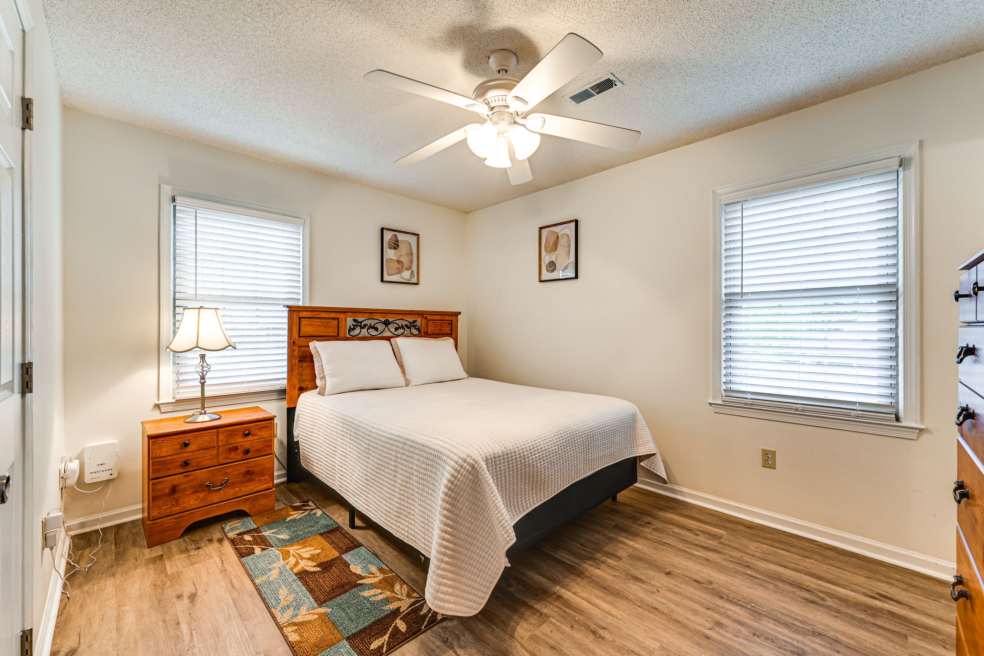 Bedroom 1 | Full Bed | Linens Provided | En-Suite Half Bathroom