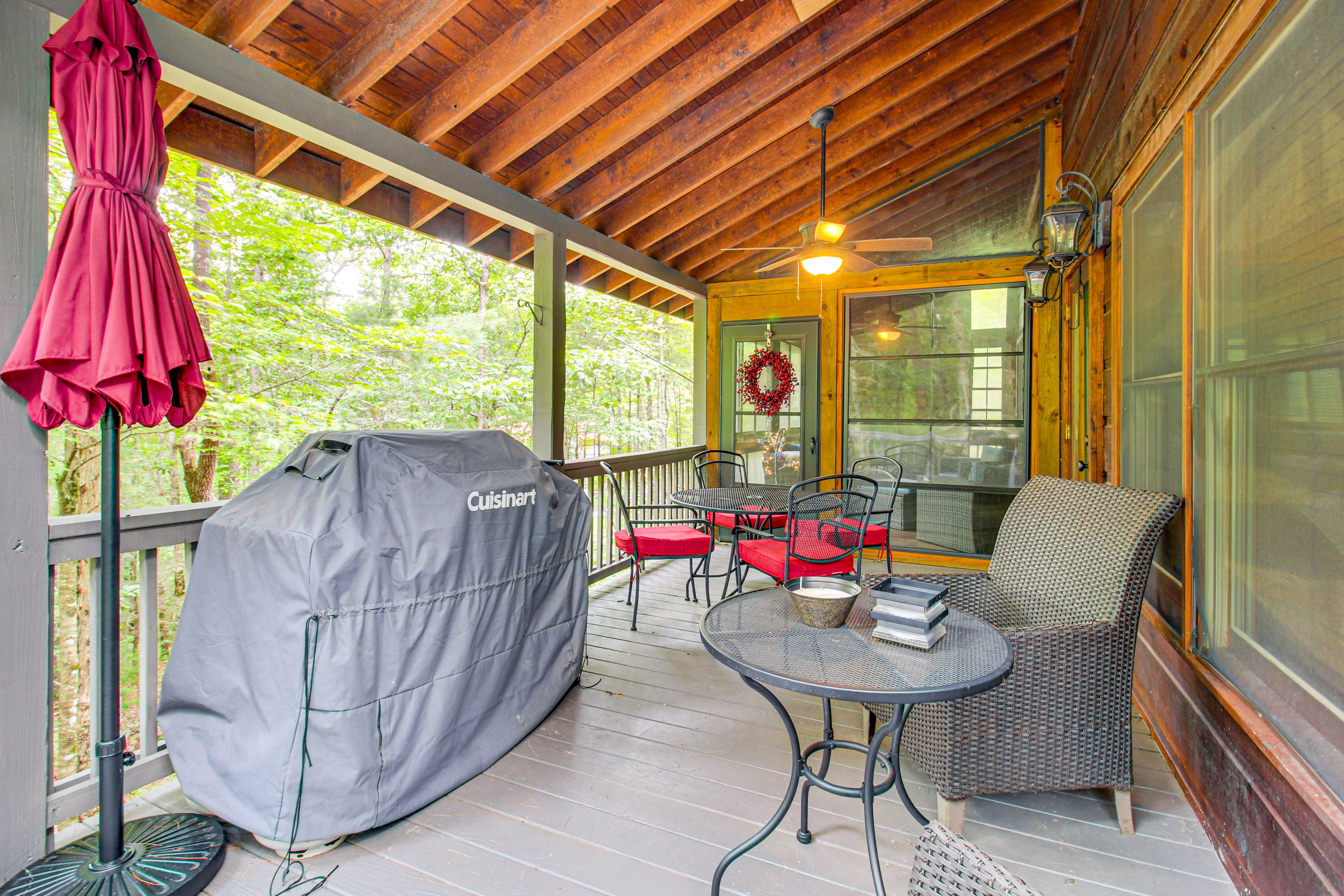 Covered Deck | Dining Area | Gas Grill