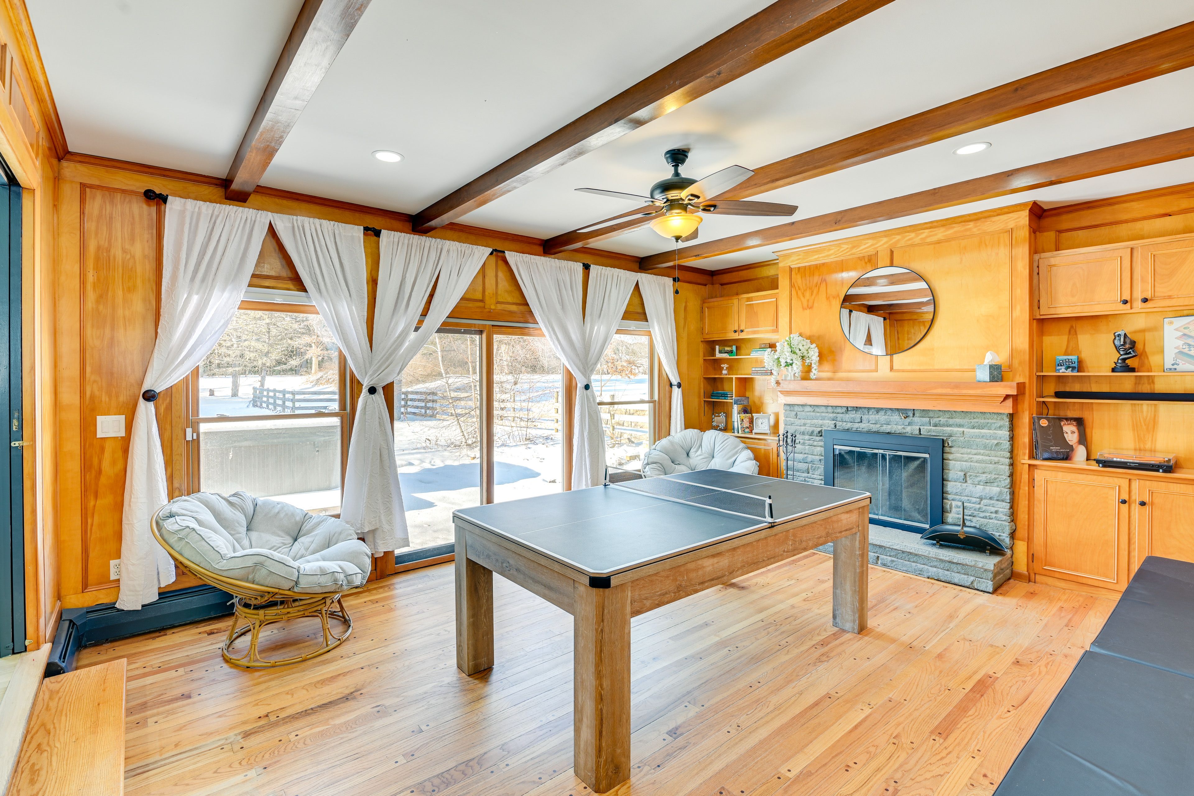 Game Room | 2-Story Home | Ping-Pong Table | Fireplace