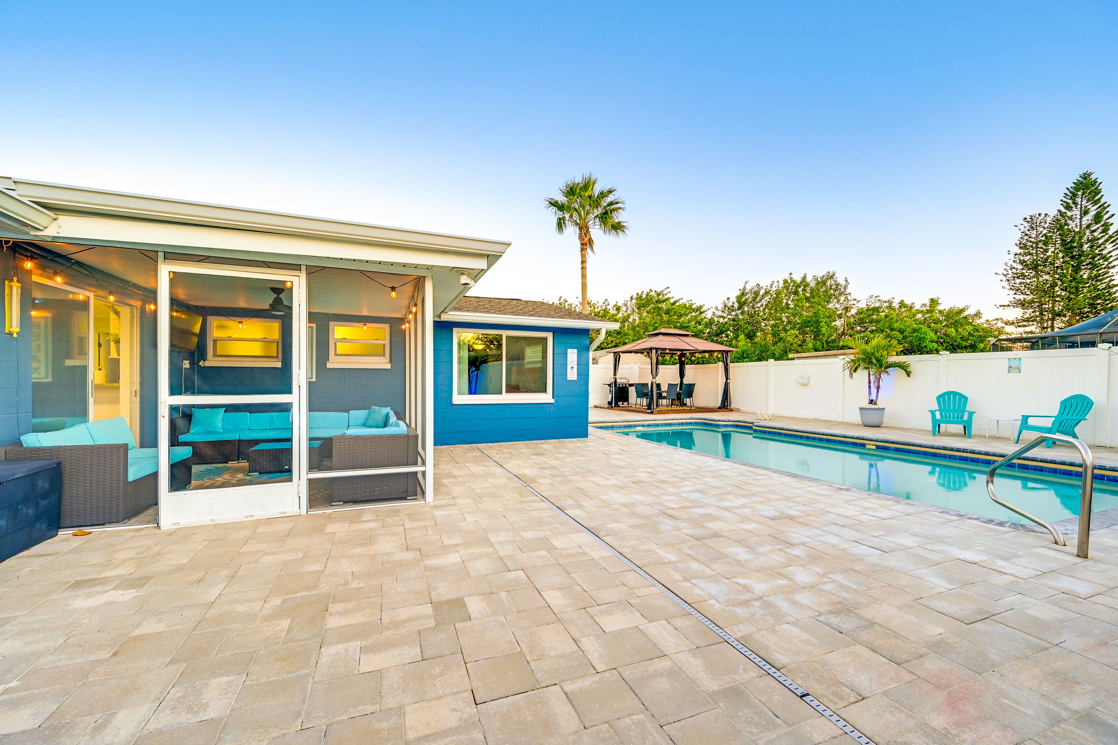Private Backyard Area | 4-Burner Grill | Dining Area