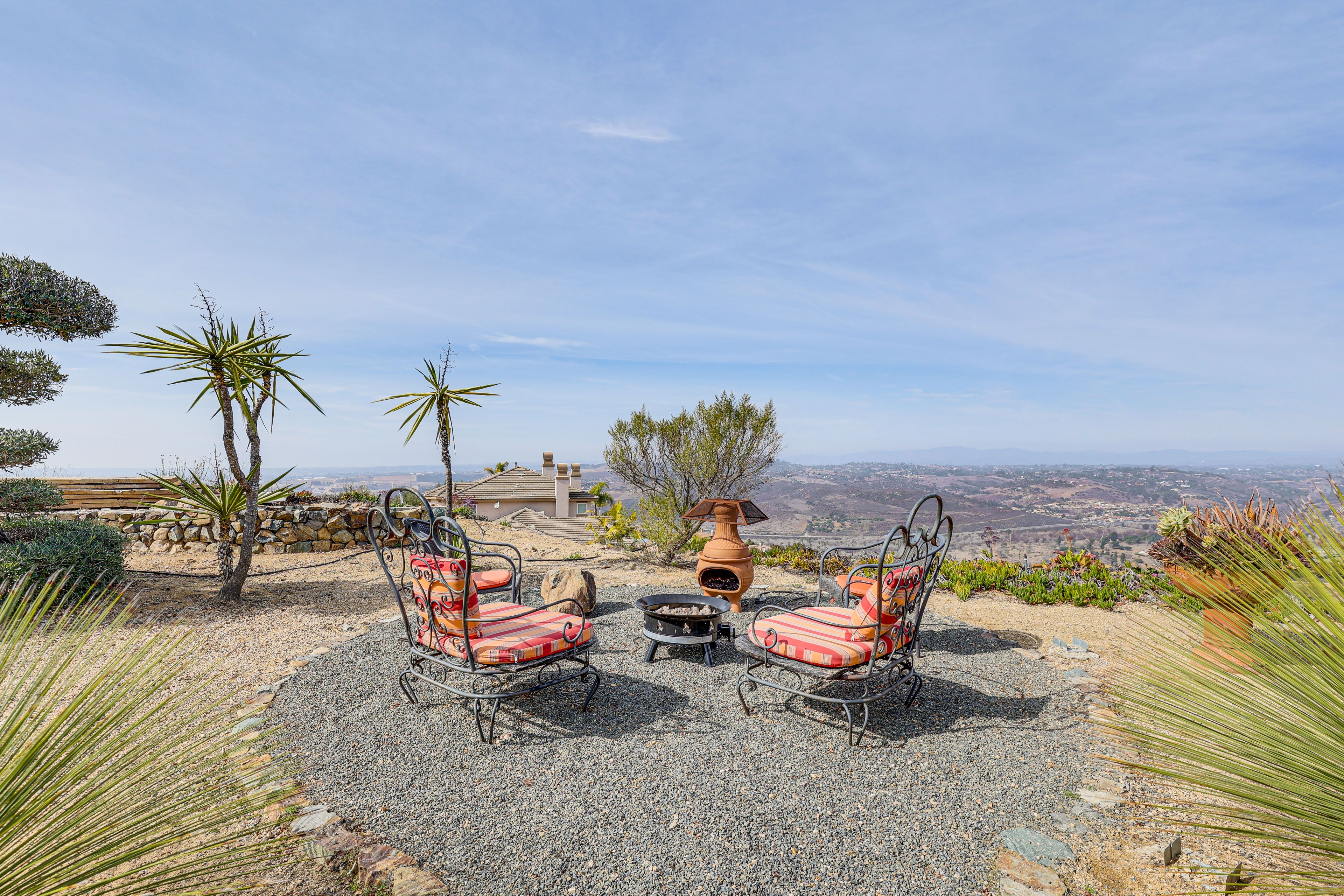 Backyard | Fire Pit | Chiminea | Mountain & Ocean Views
