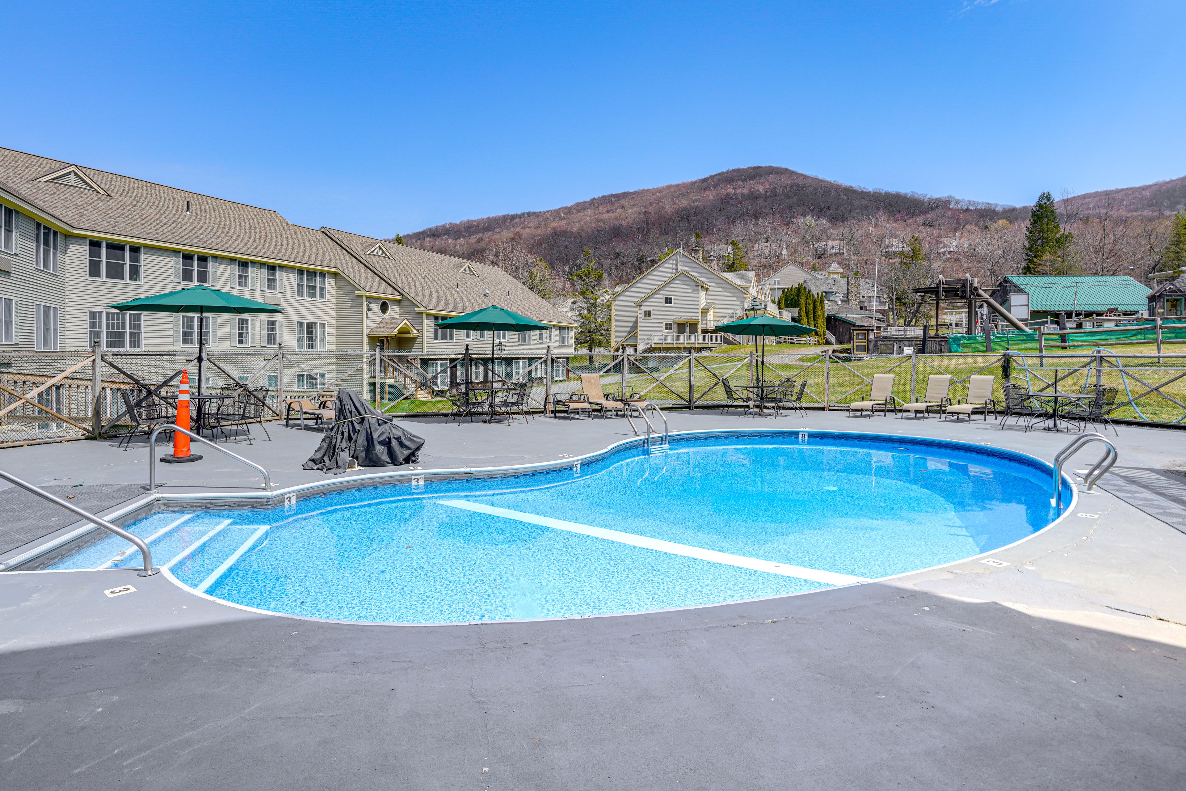 Mountainside Condos at Jiminy Peak Resort | Community Pool Area | 2-Story Condo