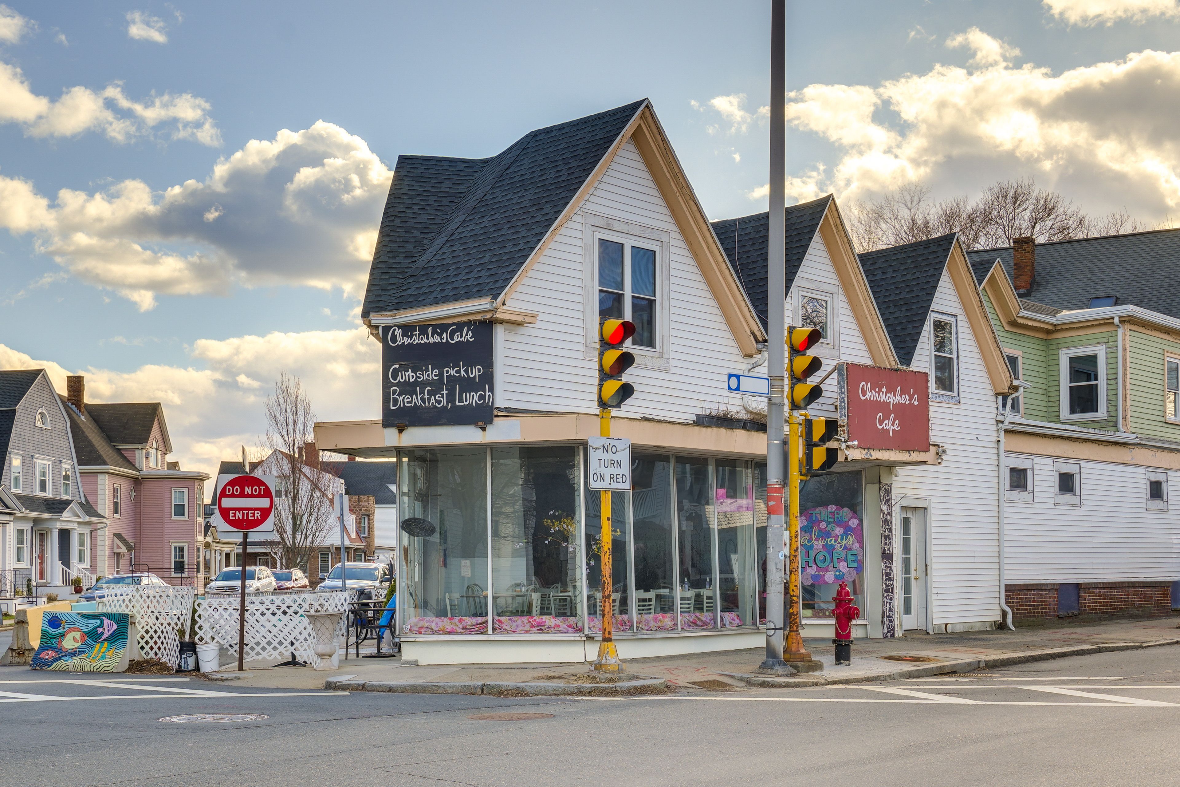 Building Exterior | Christopher's Cafe On-Site | 1 Block to Bay