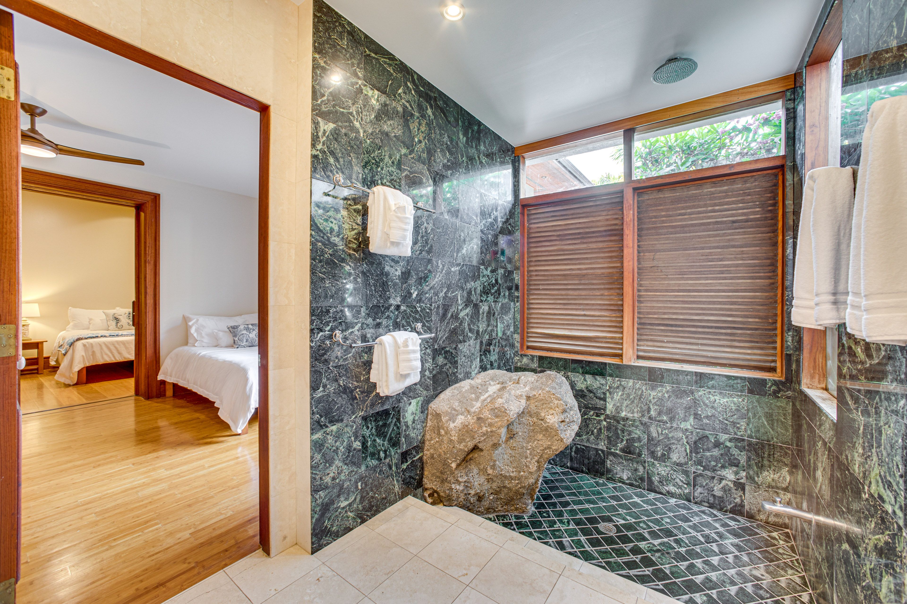 Jack-and-Jill Bathroom | Rock Feature