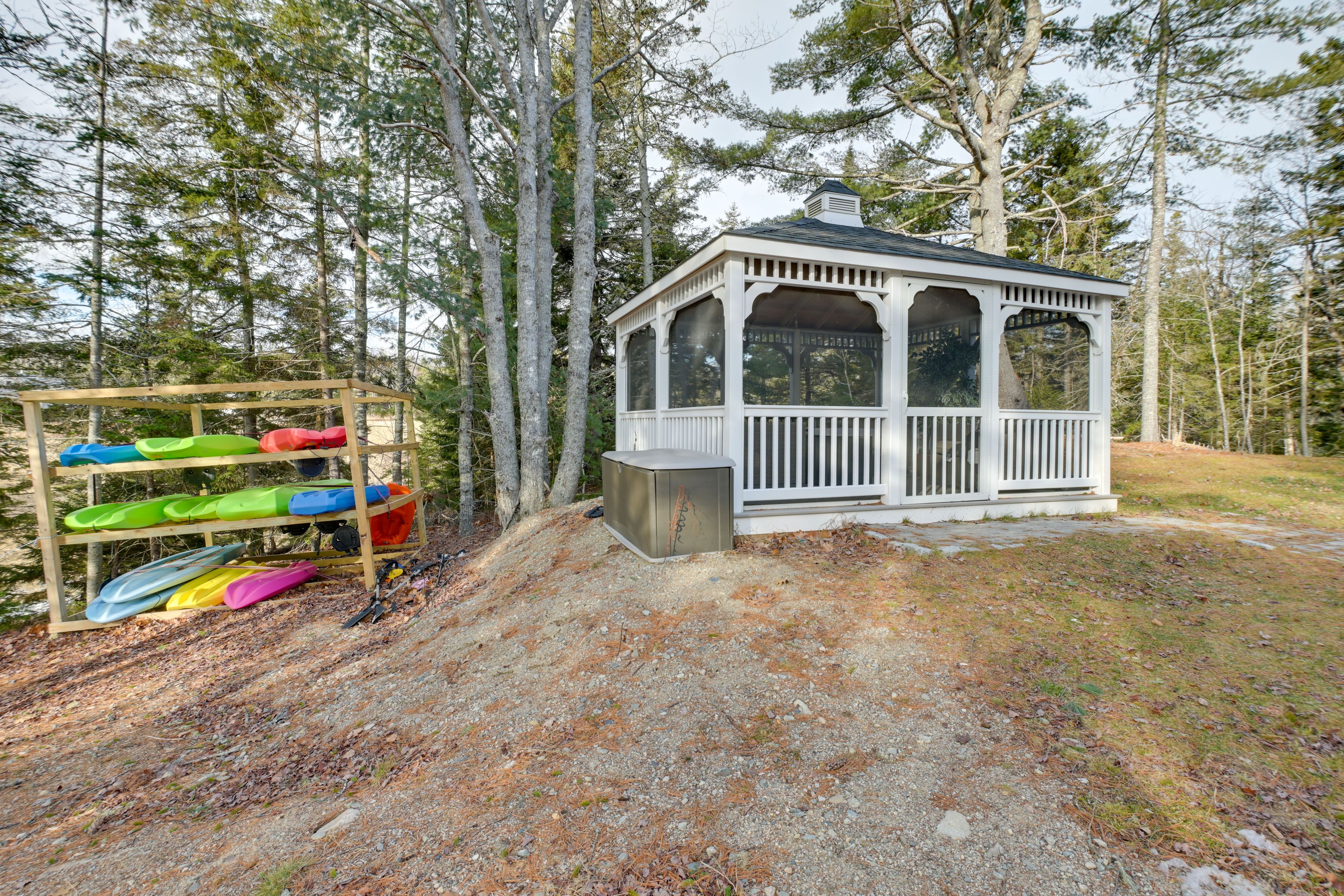 Screened Gazebo | Kayaks & Paddle Boards