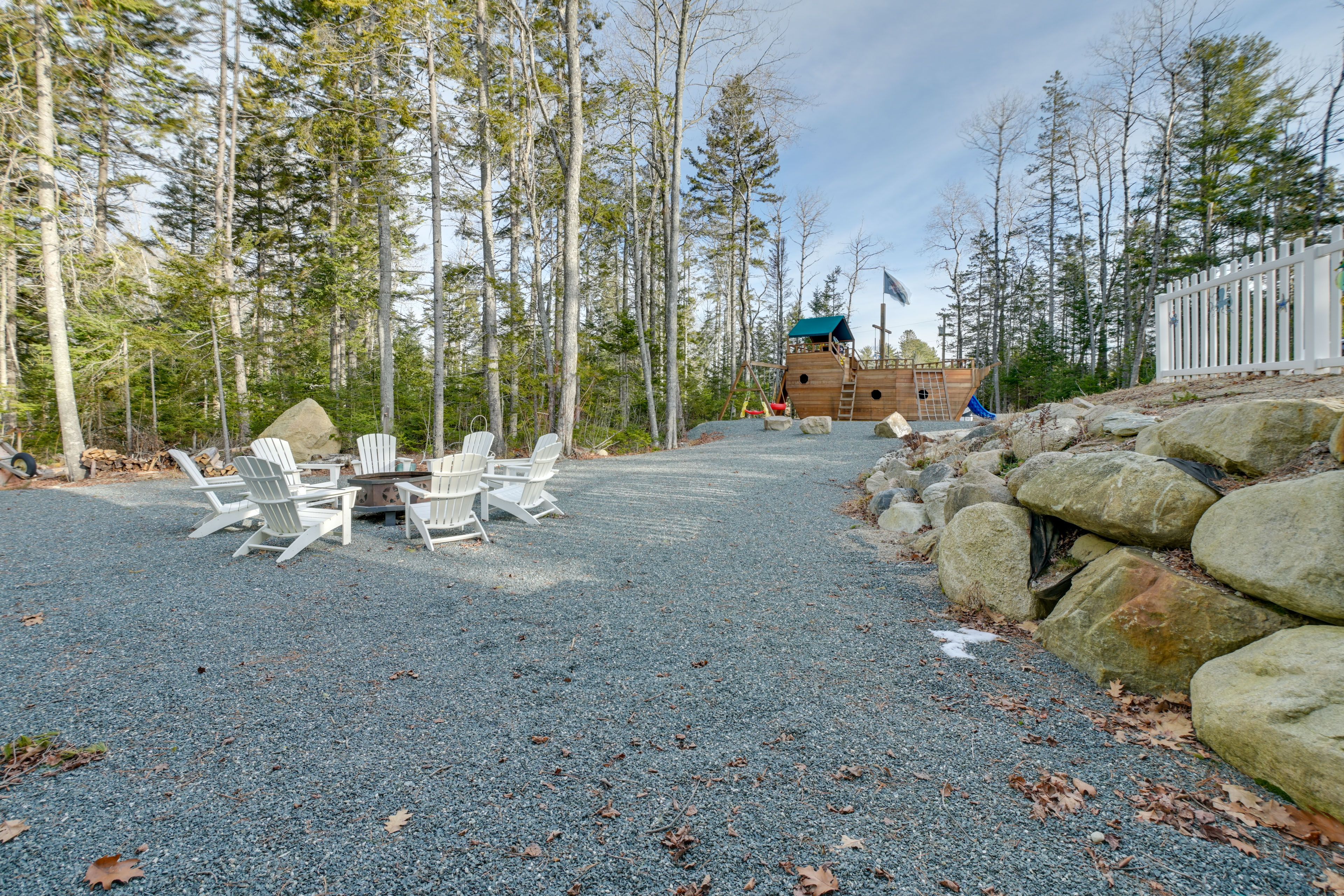 Tree-Lined Backyard | Fire Pit | Playground