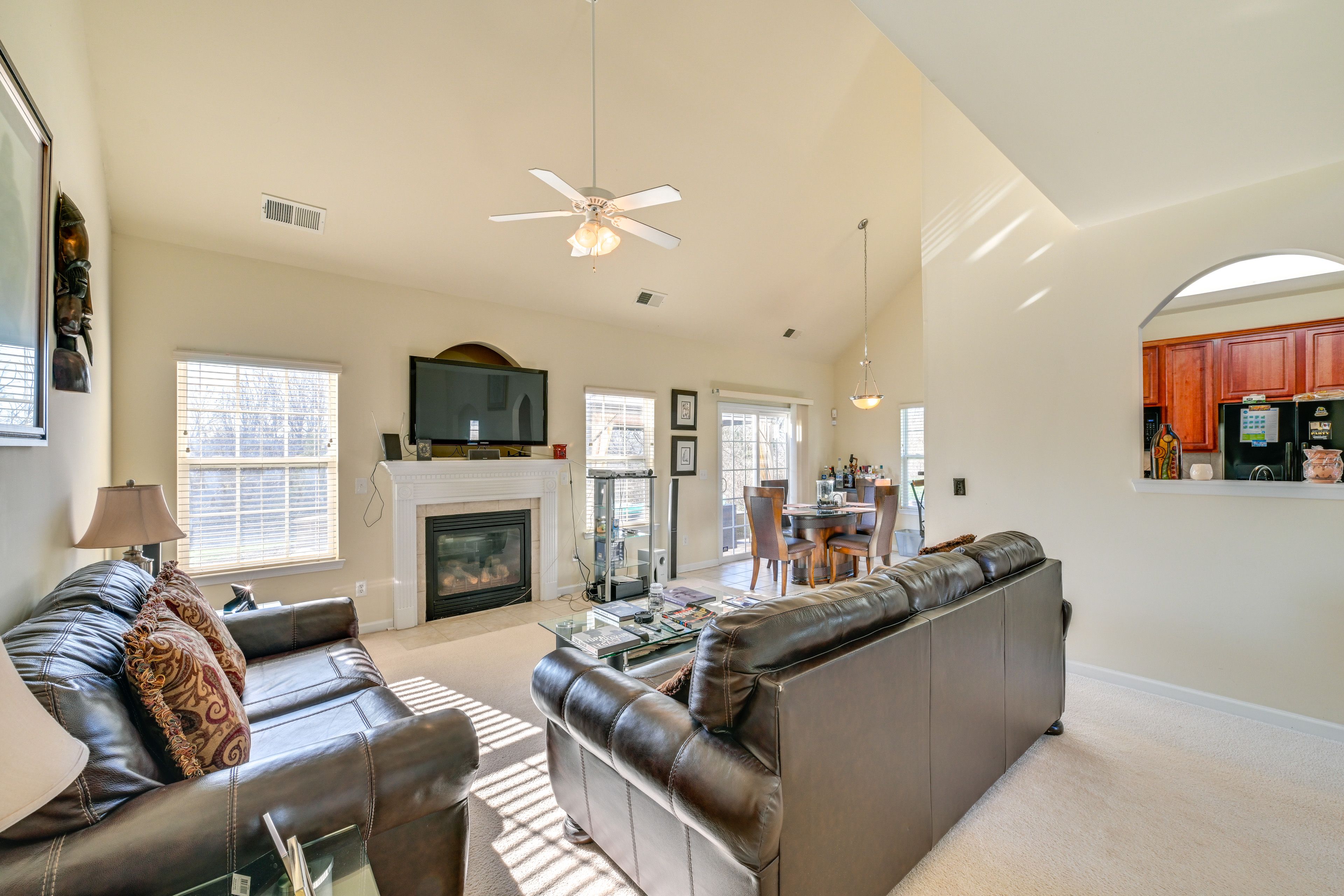 Living Room | 1st Floor | Flat-Screen TV w/ Amazon Fire Stick | Fireplace