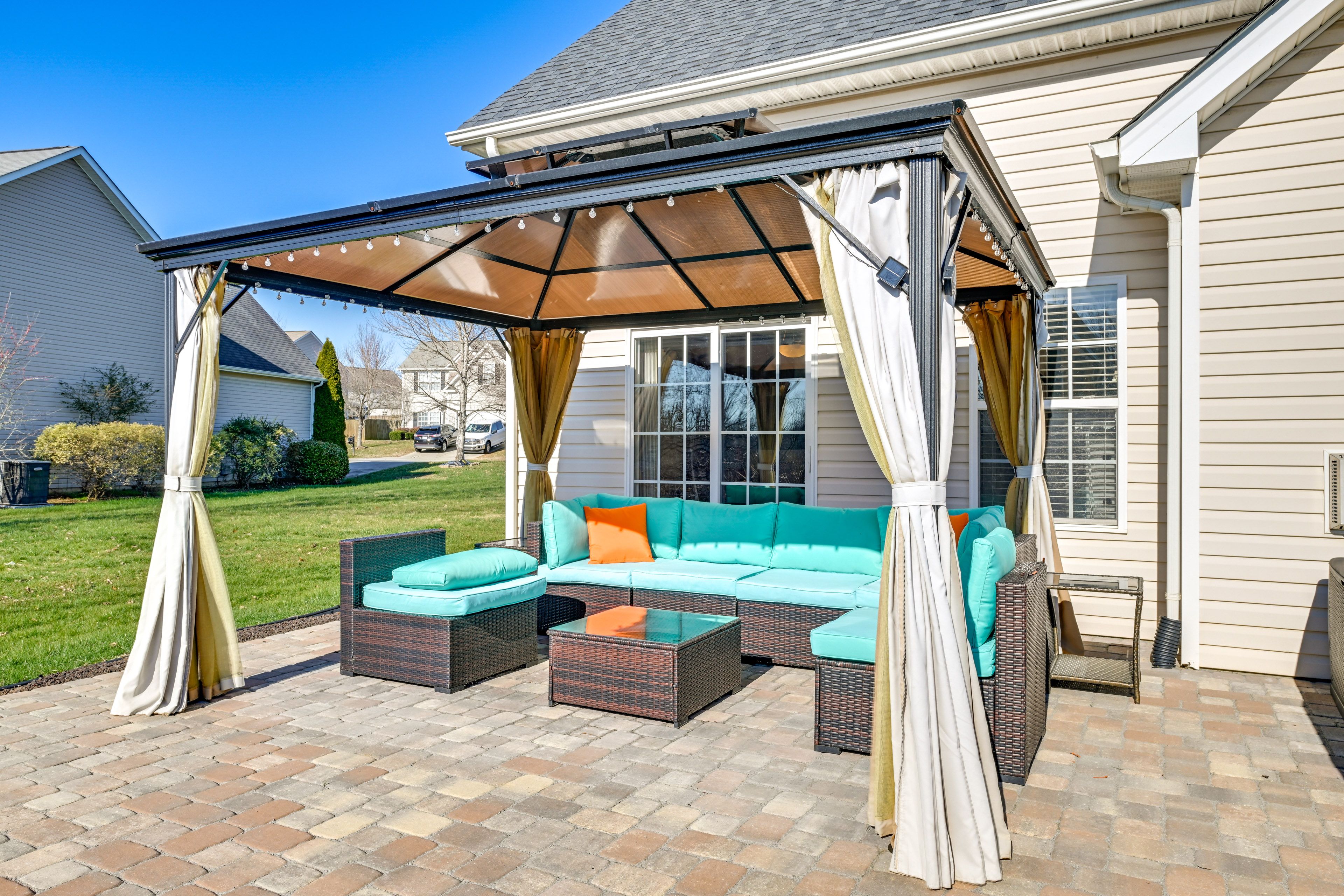 Patio | Gazebo w/ Seating | Charcoal Grill