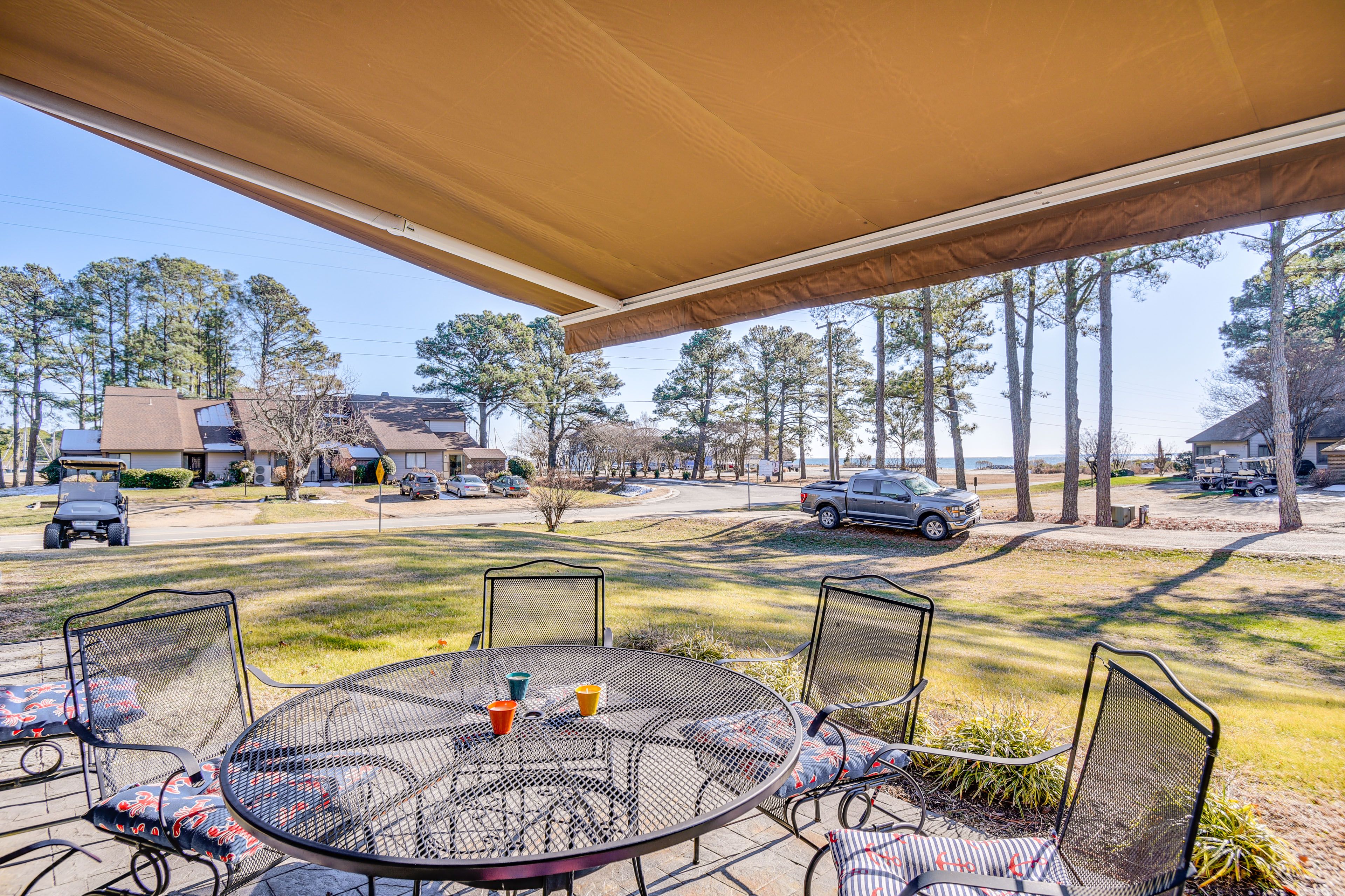 Patio w/ Retractable Awning | Bay Views | Walk to Beach & Marina