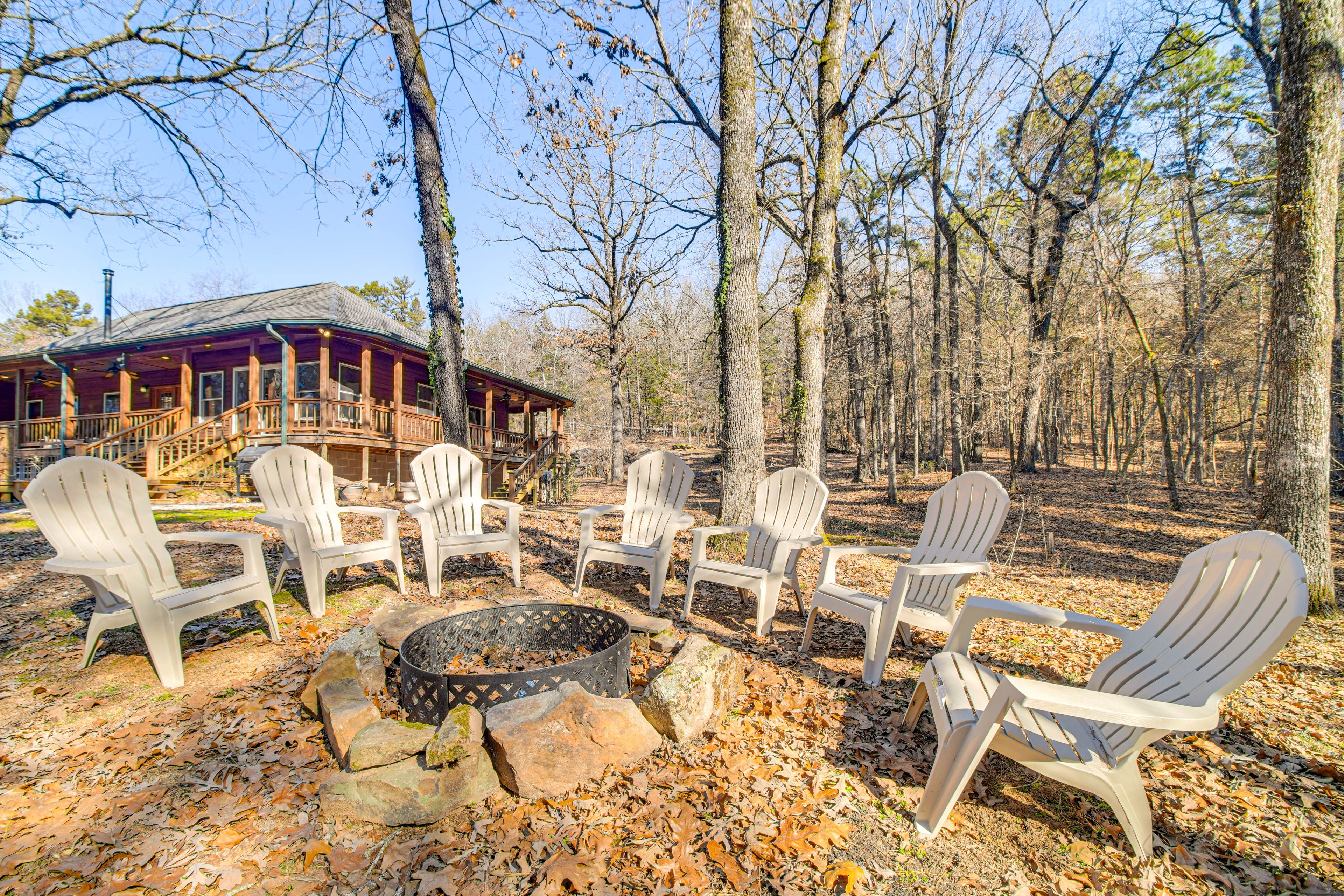 Wooded Surroundings | 2 Fire Pits | Wraparound Porch