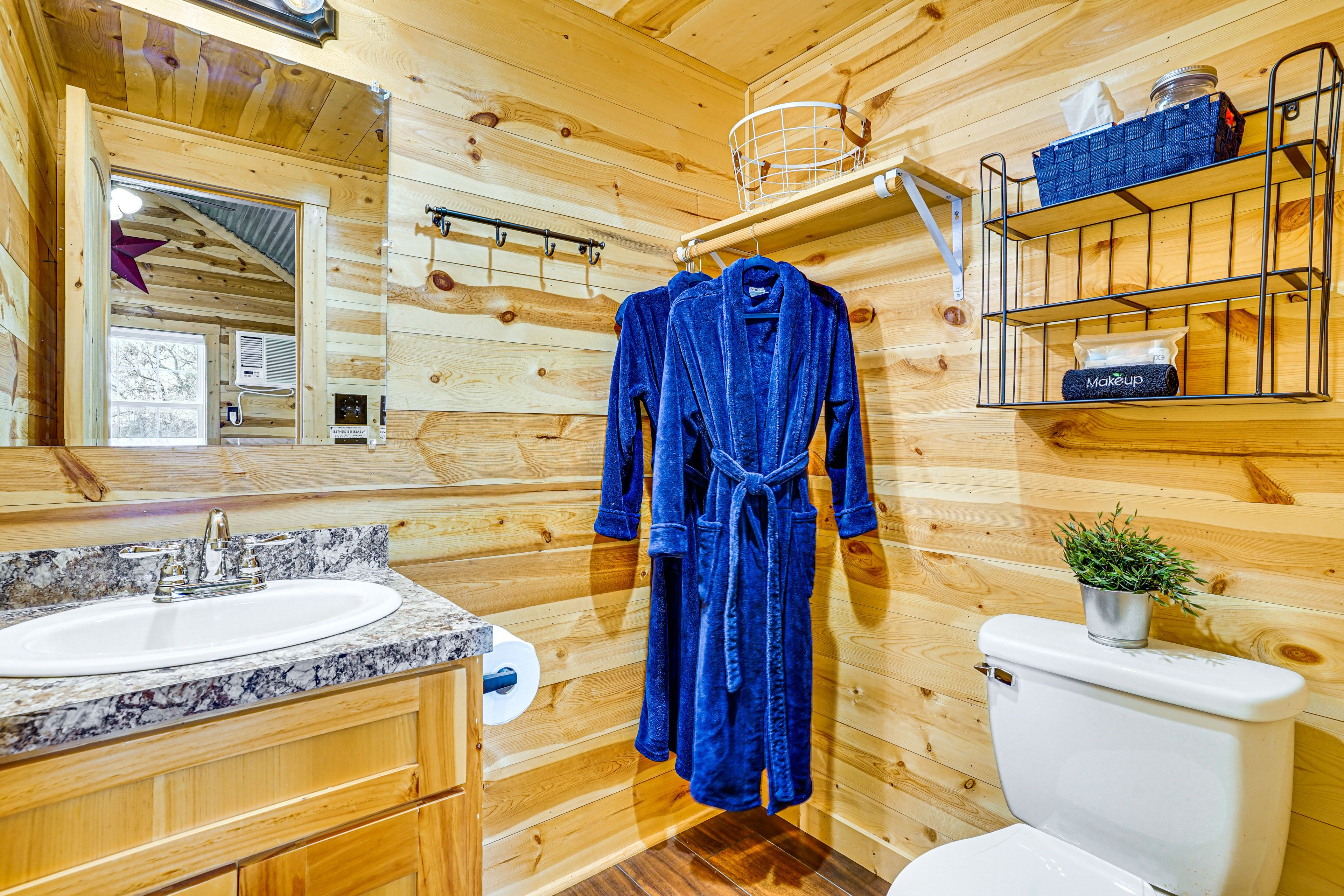 Cliffside Cabin 1 | Half Bathroom | Towels & Robes Provided